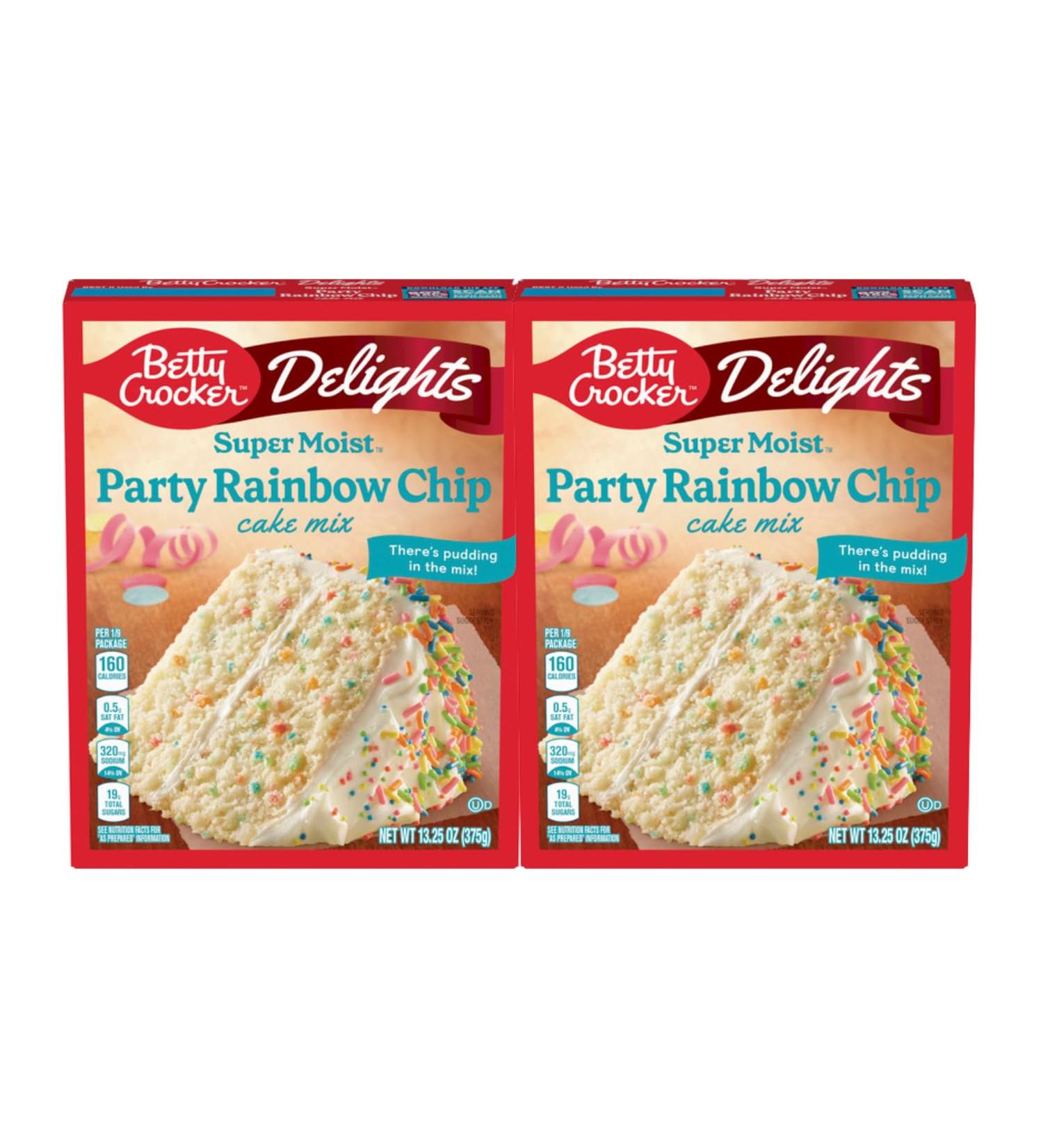 Betty Crocker Delights Super Moist Party Rainbow Chip Cake Mix 376g | Delicious and Vibrant Colorful Cake | Perfect for Everyday and Special Moments | Pack of 2 - Buy Online on GoSupps.com