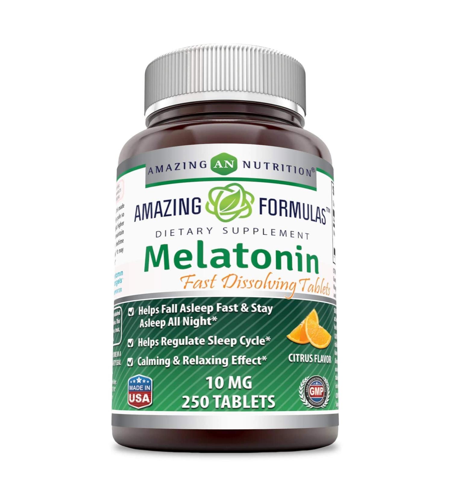 Amazing Formulas Melatonin Quick Dissolve - 10 Mg Tablets(Non-Gmo Gluten Free) Helps Fall Asleep Fast & Stays Asleep All Night-Helps Regulate Sleep Cycle-Calming & Relaxing Effect (250 Tablets Citrus) 250 Count (Pack of  - Buy Online on GoSupps.com