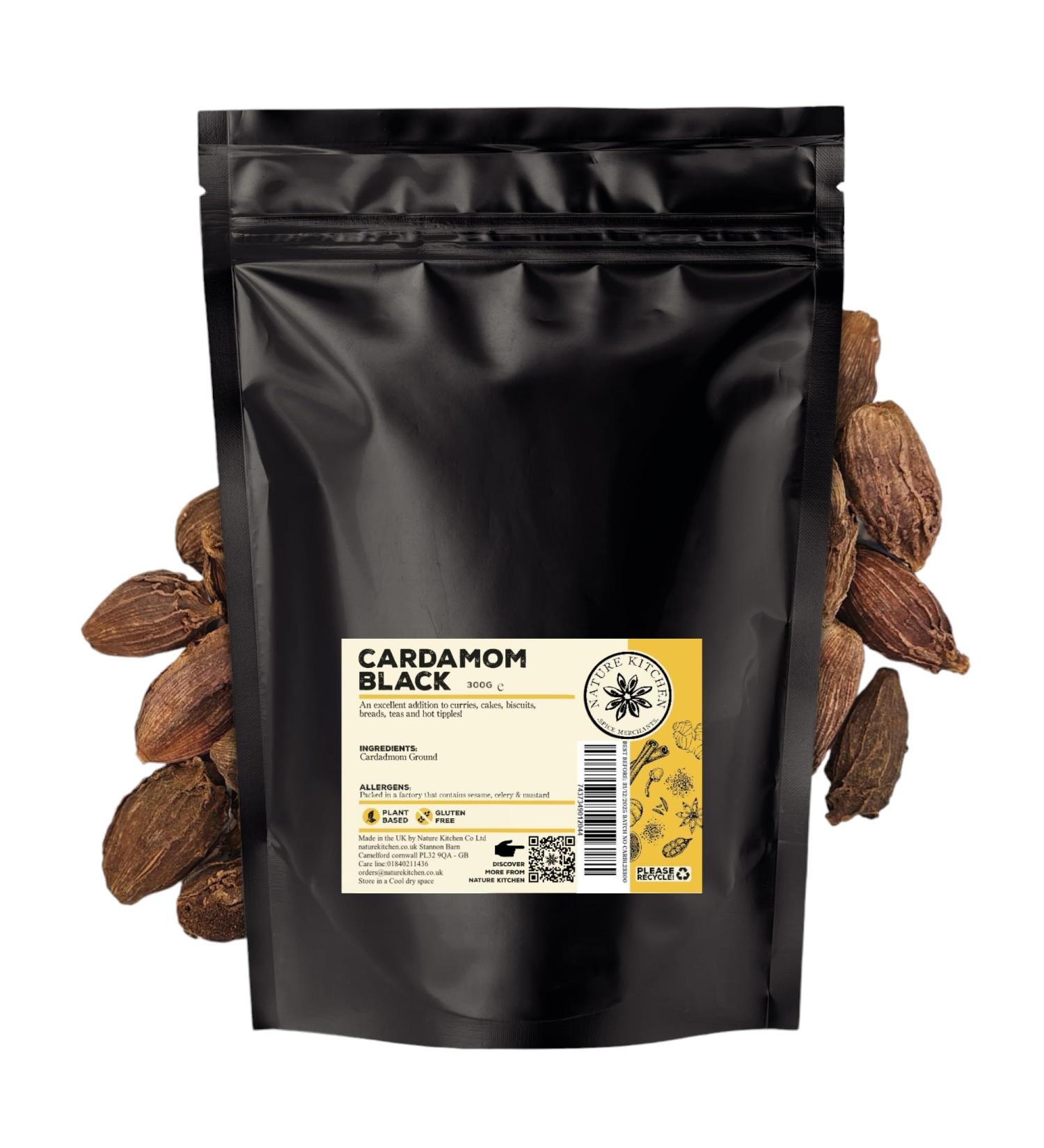 Nature Kitchen Cardamom Black 100g - Gluten-Free & Vegan Seasoning Spice Blend for Cooking, Marinades, Sauces, Frying, Baking, Grilling | 300g - Buy Online on GoSupps.com