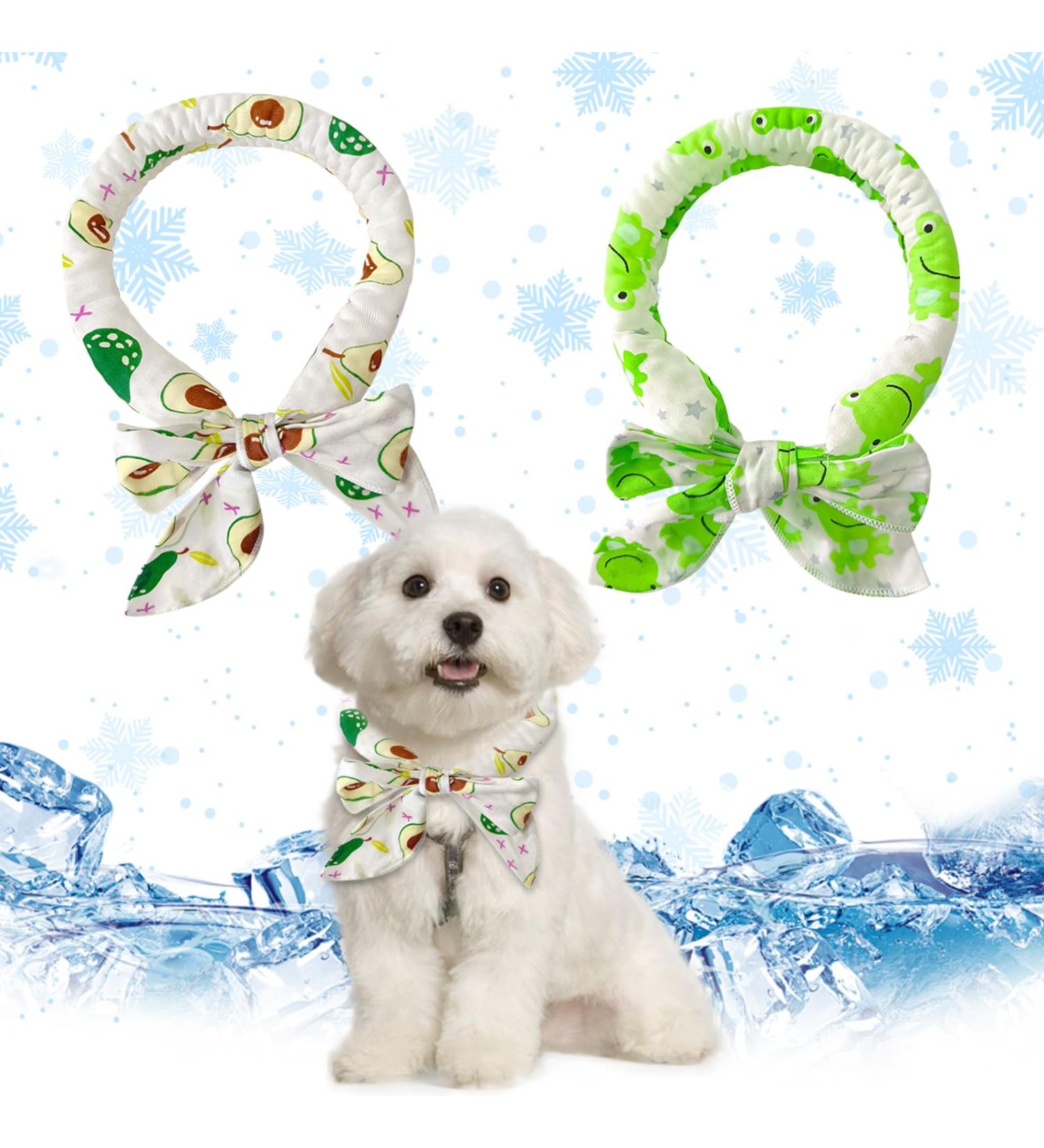 Cooling Bandana for Dogs & Cats - Ice Cream Collar Pet Cooling Cloth Breathable Dog Cooling Collar (2 PCs Green & White) - Summer Camping Essentials - Buy Online on GoSupps.com