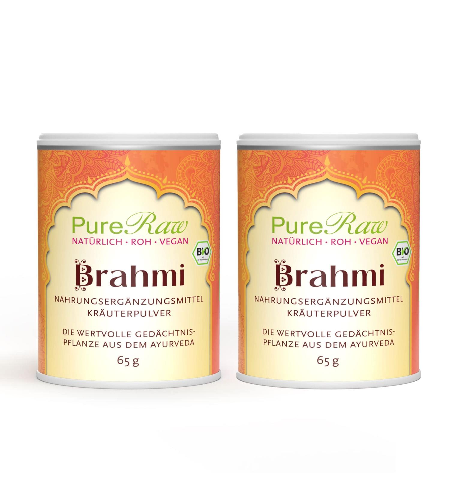 Organic Brahmi Powder (Bacopa Monnieri) - Ayurvedic Nutrition & Spices - Raw Vegan - 130g (2x65g) | Pureeraw - Buy Online on GoSupps.com