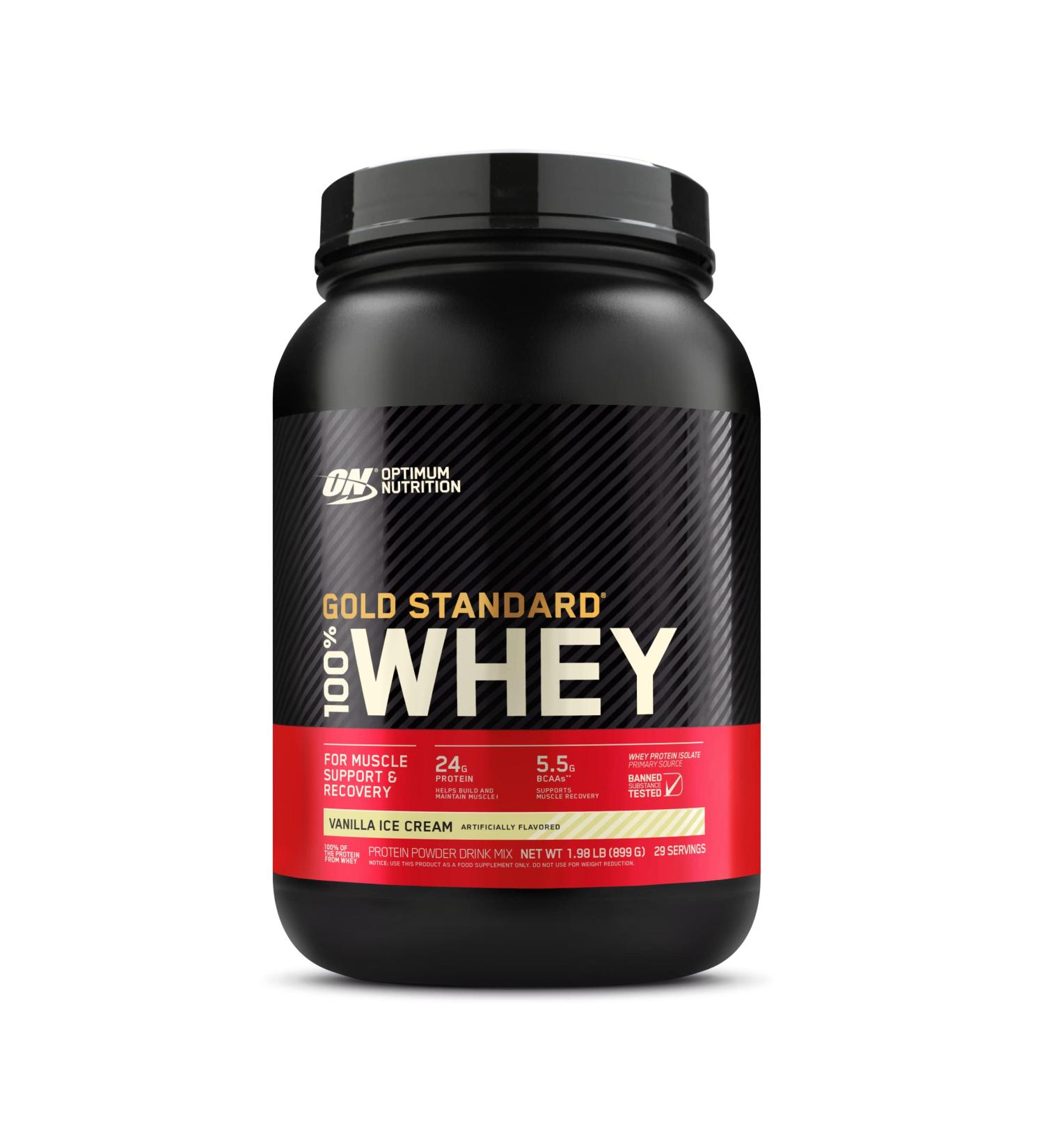 Optimum Nutrition Gold Standard 100% Whey Protein Powder - Vanilla Ice Cream 2lb - Buy Online on GoSupps.com