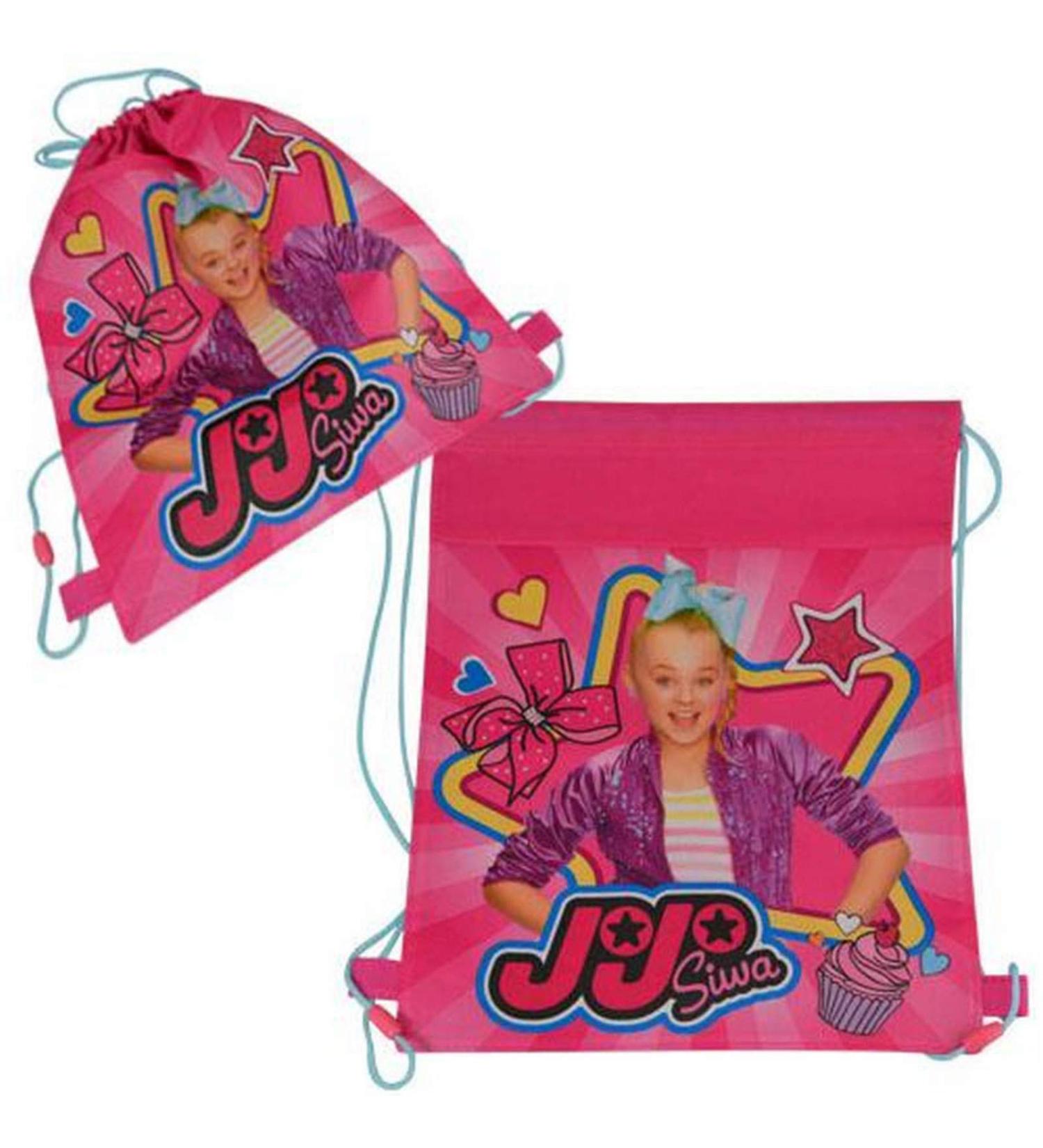 JoJo Siwa 14 Inch Sling Drawstring Cinch Sack Bag Totes Pink- 1PC, Pink, Multi