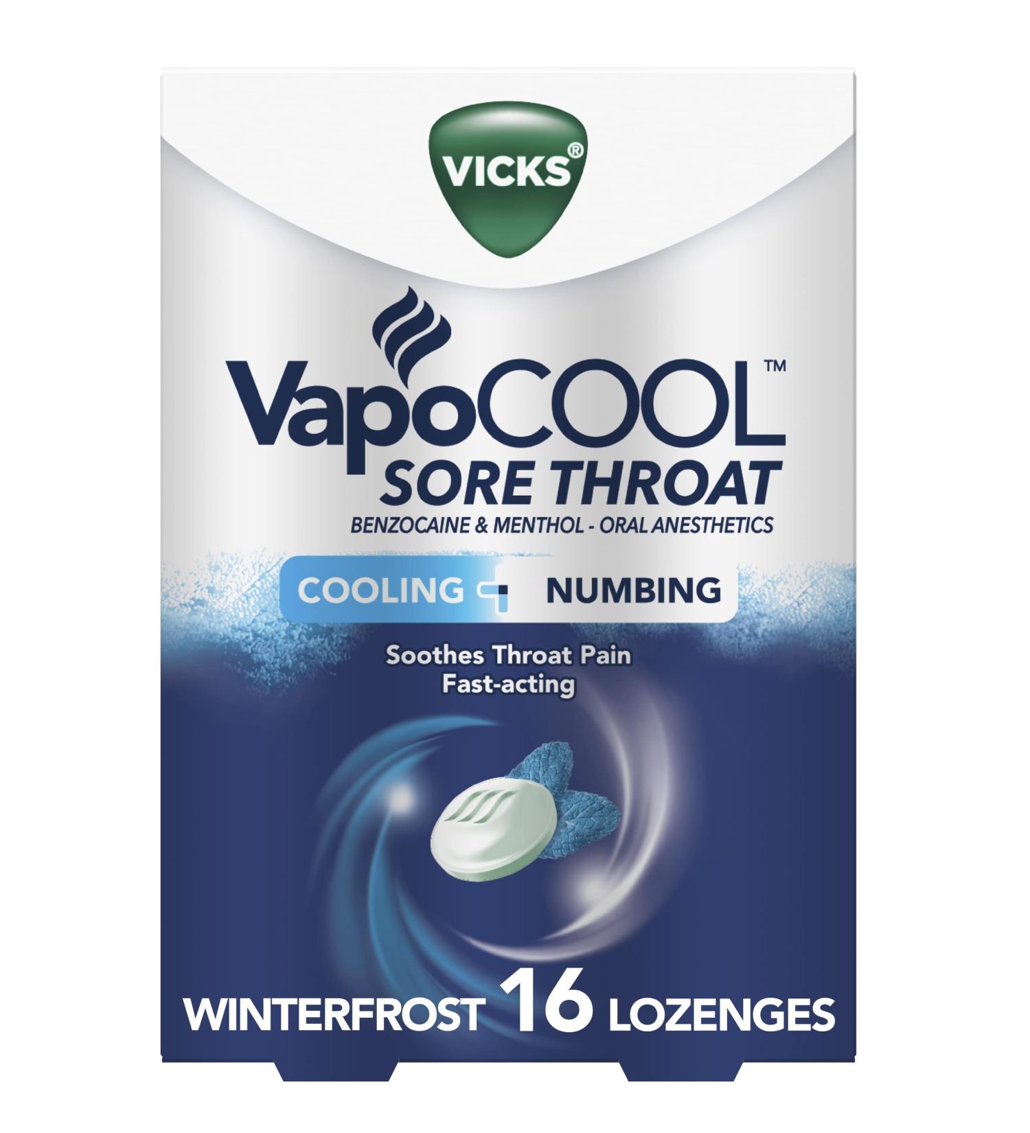 Vicks VapoCool Sore Throat Lozenges - Winterfrost - 16 Count - Buy Online on GoSupps.com
