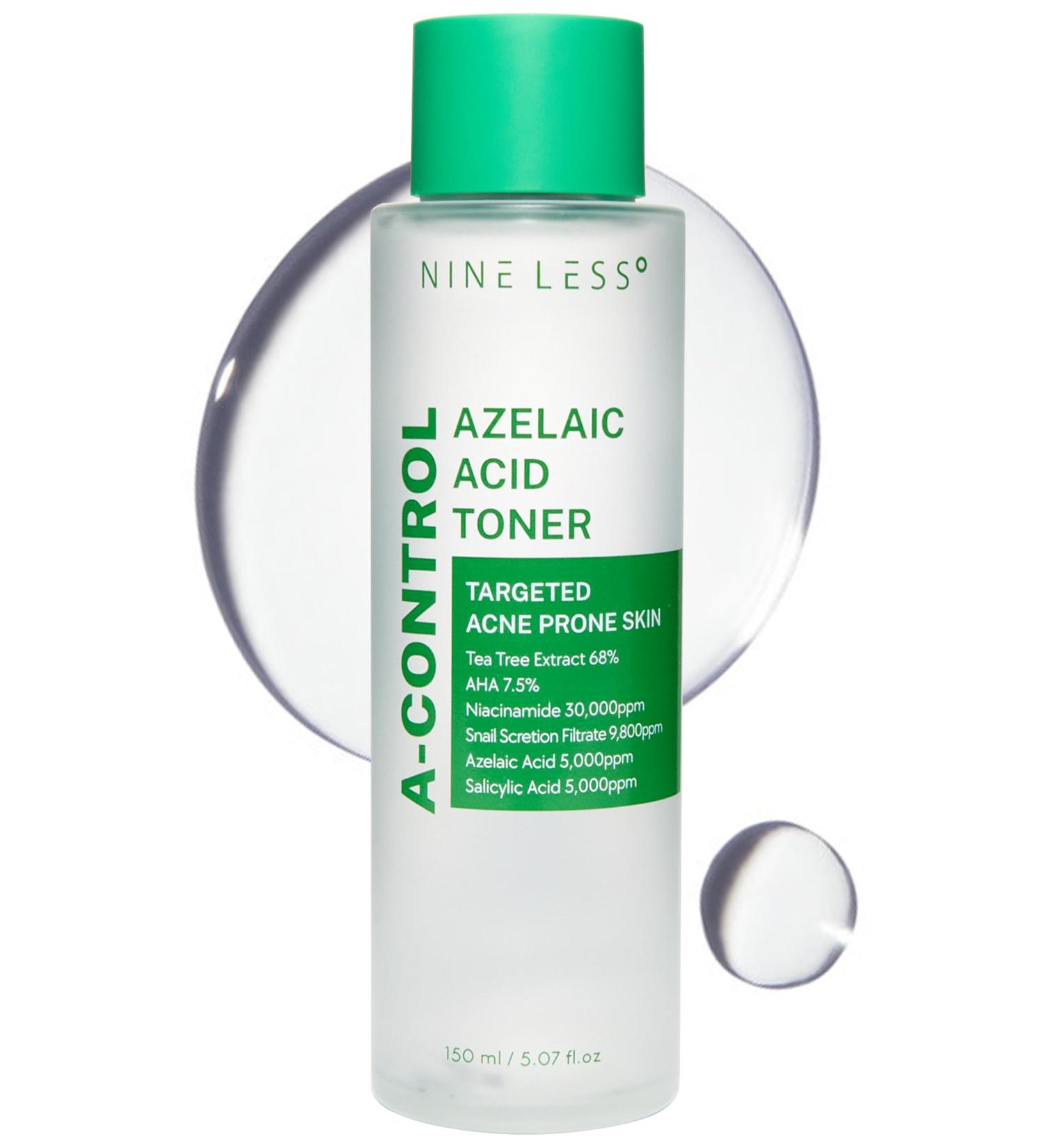 Nineless A-Control Azelaic Acid Toner with AHA & BHA - Pore Refining & Soothing Facial Toner for Acne-Prone Skin - Redness Relief & Dark Spot Corrector Korean Skincare 5.07 fl.oz - Buy Online on GoSupps.com