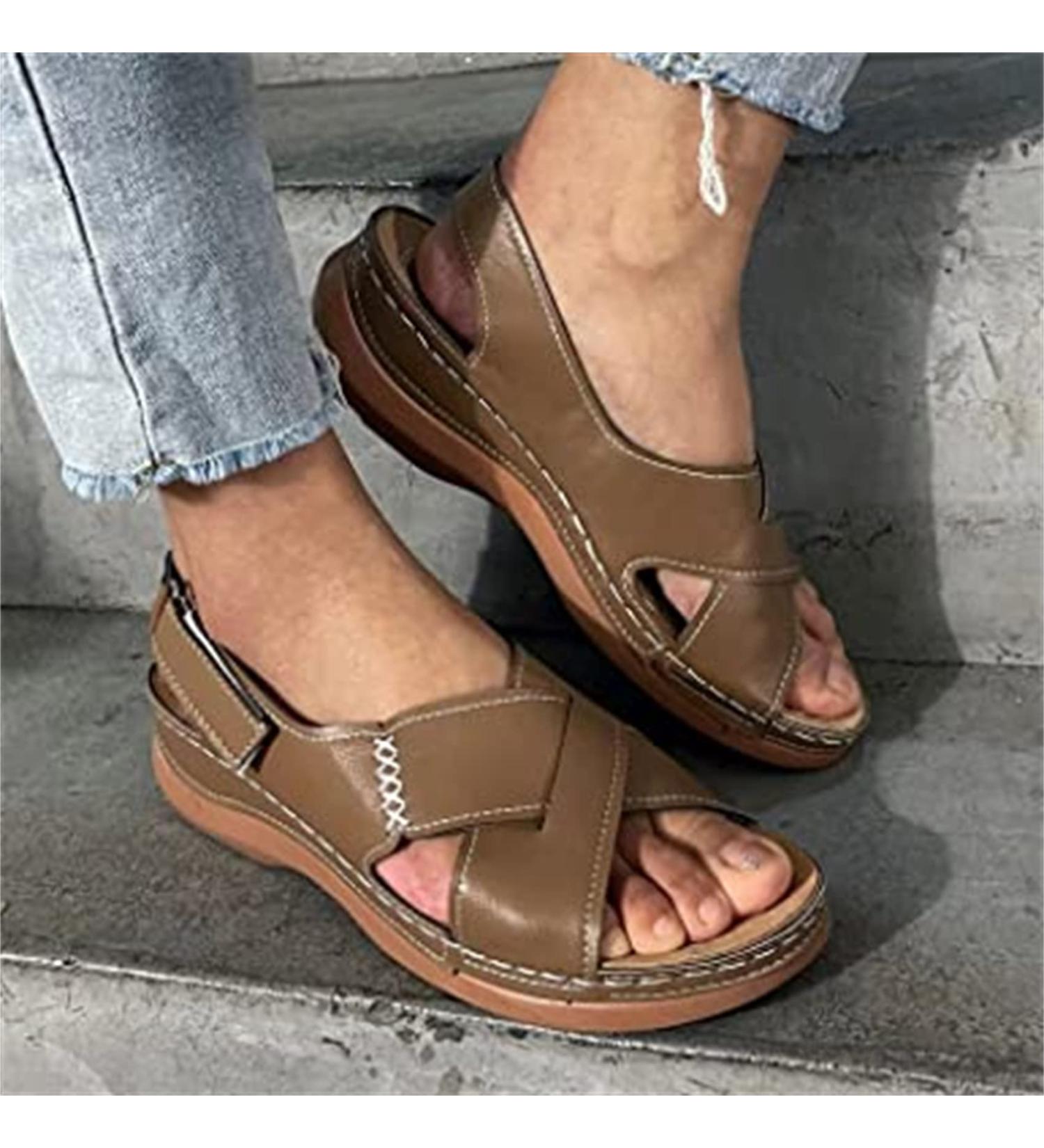 BBPM Women's Orthopedic Correction Sandals - Comfy Platform Flat Sole - EU39/US7.5 Brass - Buy Online on GoSupps.com