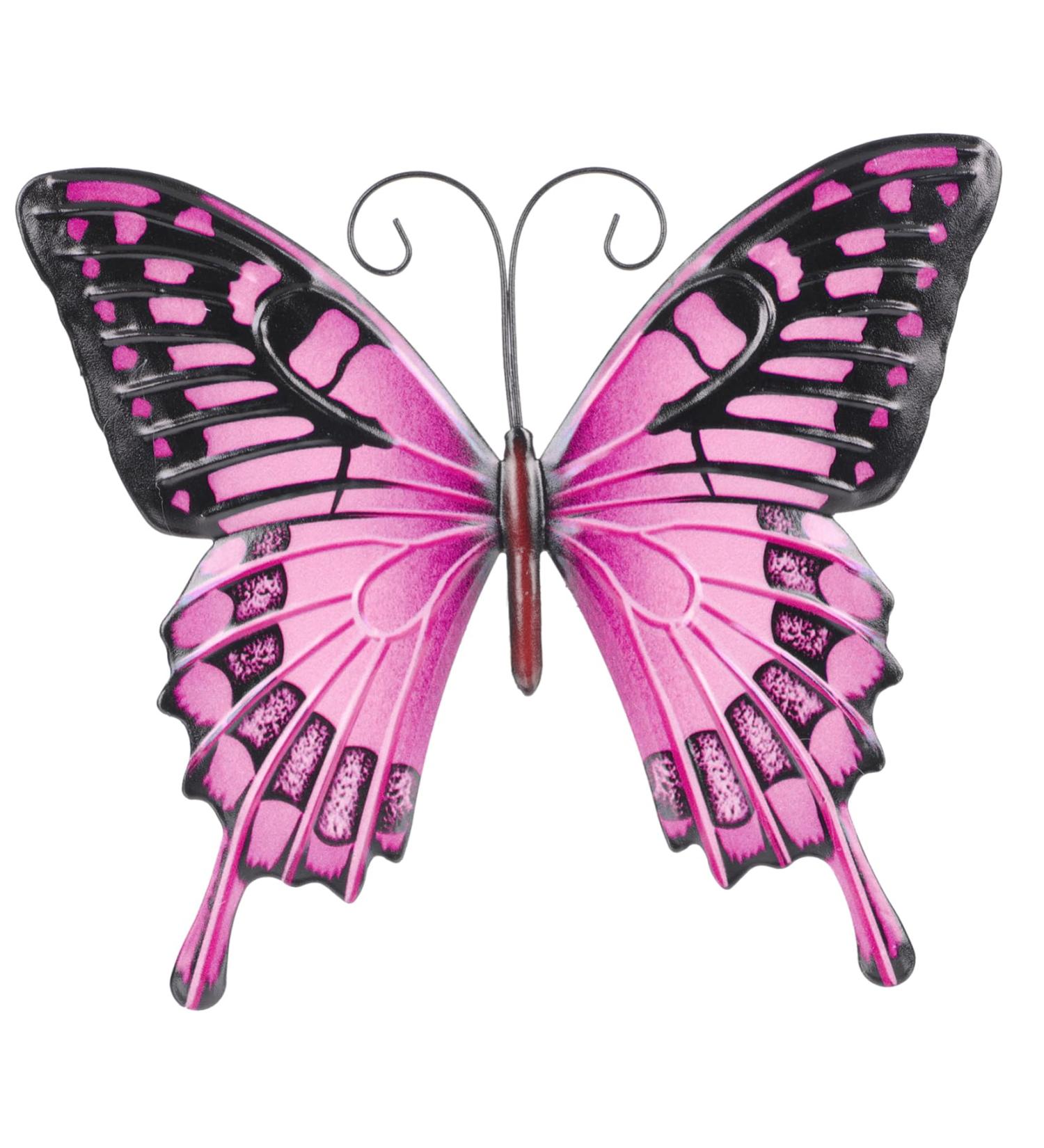 Zerodeko Outdoor Fence 1pc Wrought Iron Butterfly Wall Hanging 3d Vintage Model Inspirational Wall Hanging 25x21.4cm Pink - Buy Online on GoSupps.com
