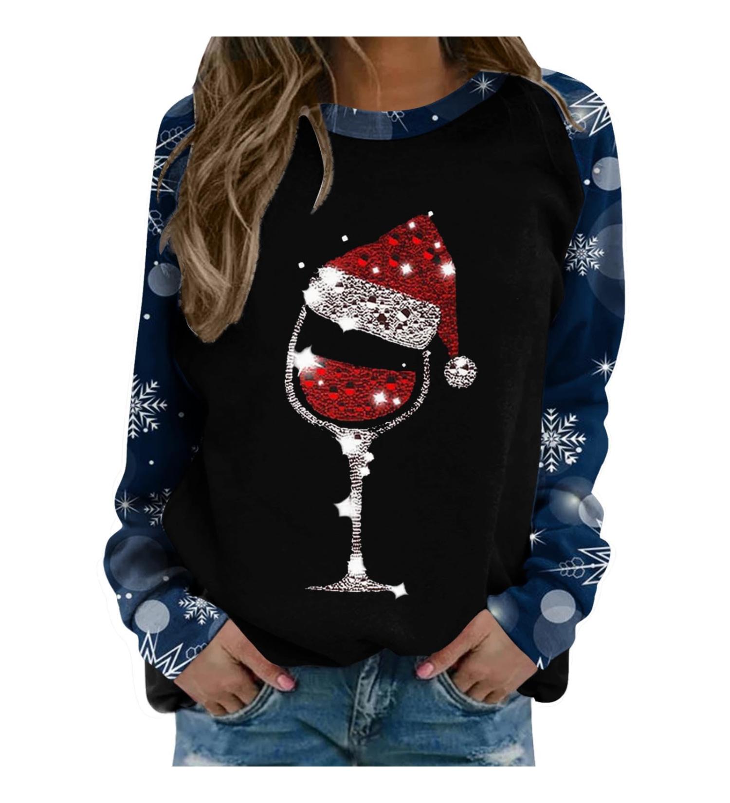 Women's Christmas Snowman & Penguin Print Sweatshirt - Blue - XXL - Buy Online on GoSupps.com