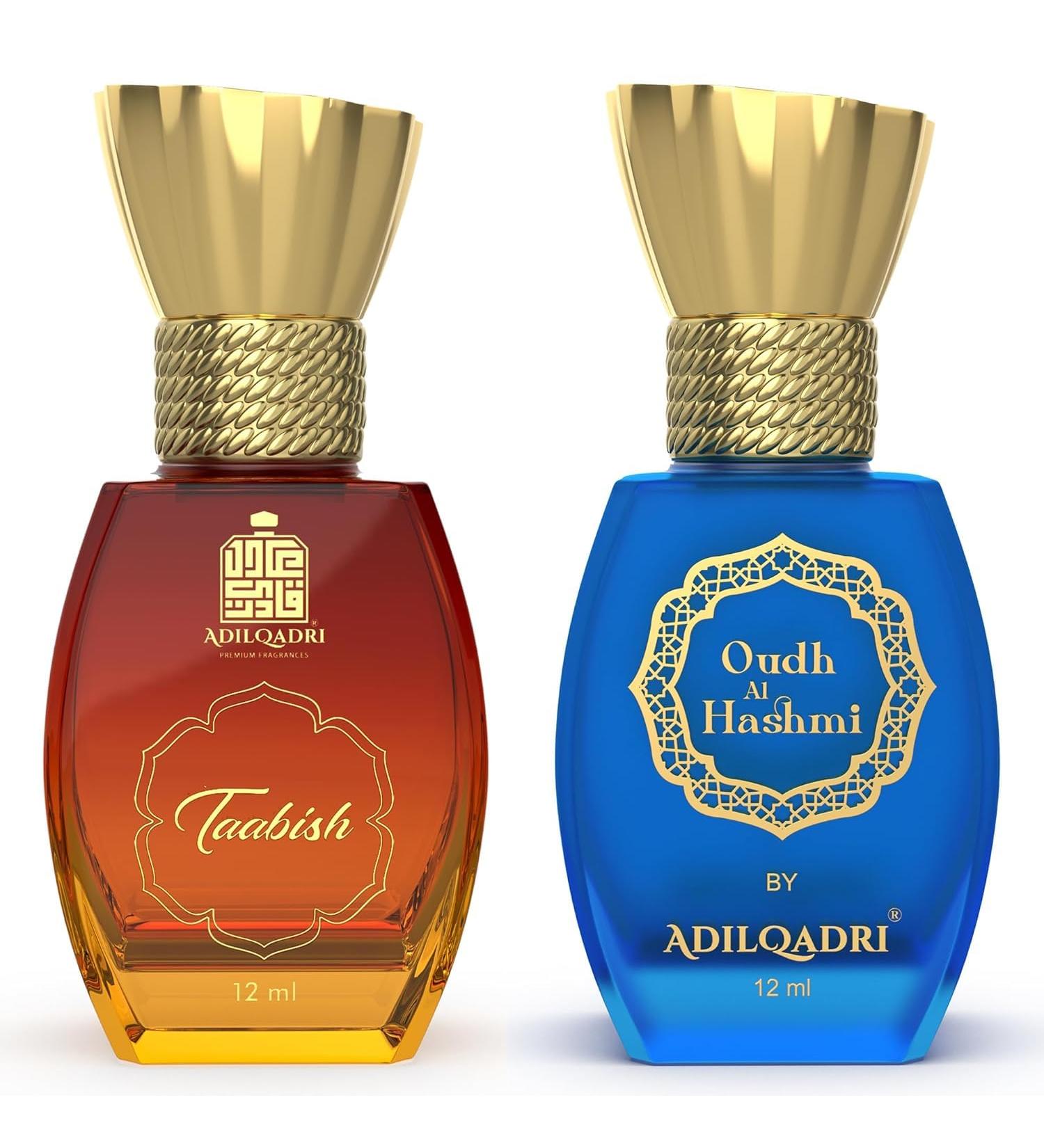 Adil-Qadri Taabish & Oudh Al Hashmi Attar Combo | Arabic & Sweet Arabic Scent | Long Lasting Non-Alcohol Roll-On Attar For Men & Women | Pack of 2-12ML Each