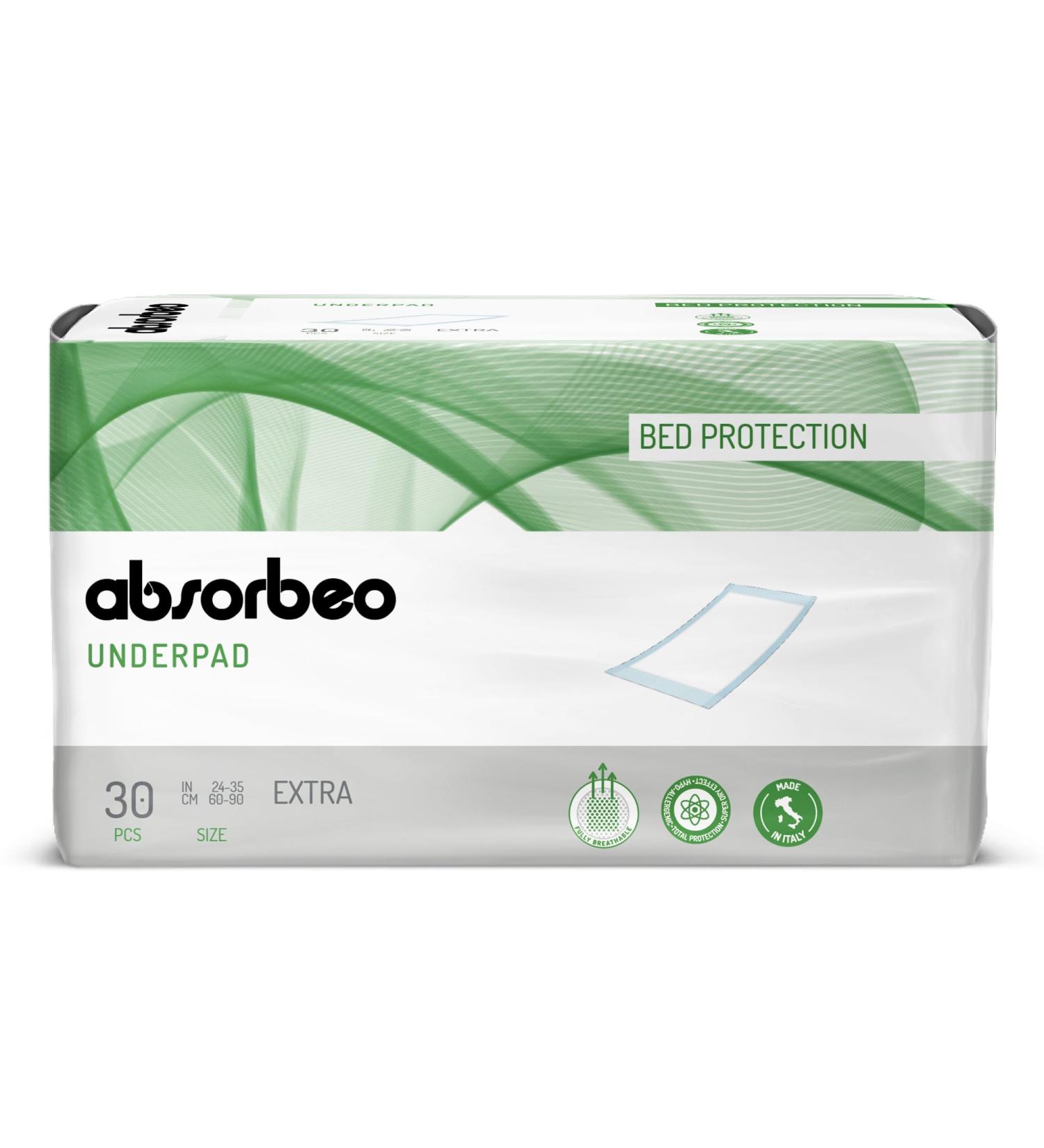 Absorbeo Extra Bed Protection - 30 Pieces Super Dry Hypoallergenic 60x90 cm - Buy Online on GoSupps.com