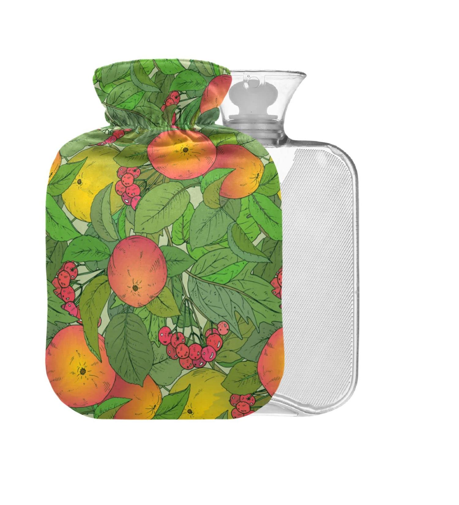 Fruit Branches Rose 1L Hot Water Bottle with Cover | Pain Relief for All Ages | BAP-Free Small Hot Water Bag - Buy Online on GoSupps.com