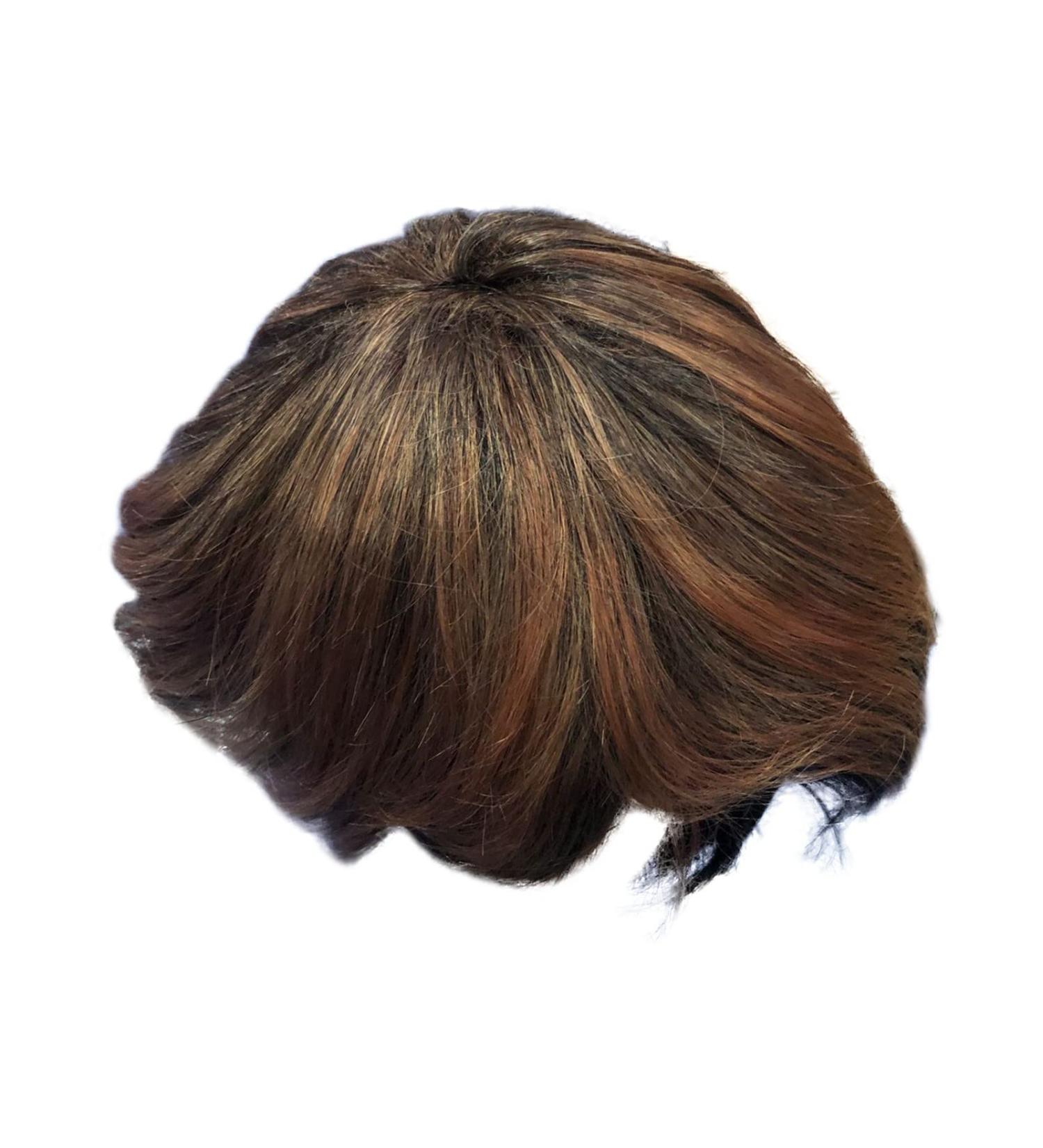 Synthetic Hair Bundles Button Women's Fluffy Black Gradient Brown Wig Fluffy Lifelike Short Straight Hair Cap Lace Front Wigs And One Size Gold - Buy Online on GoSupps.com