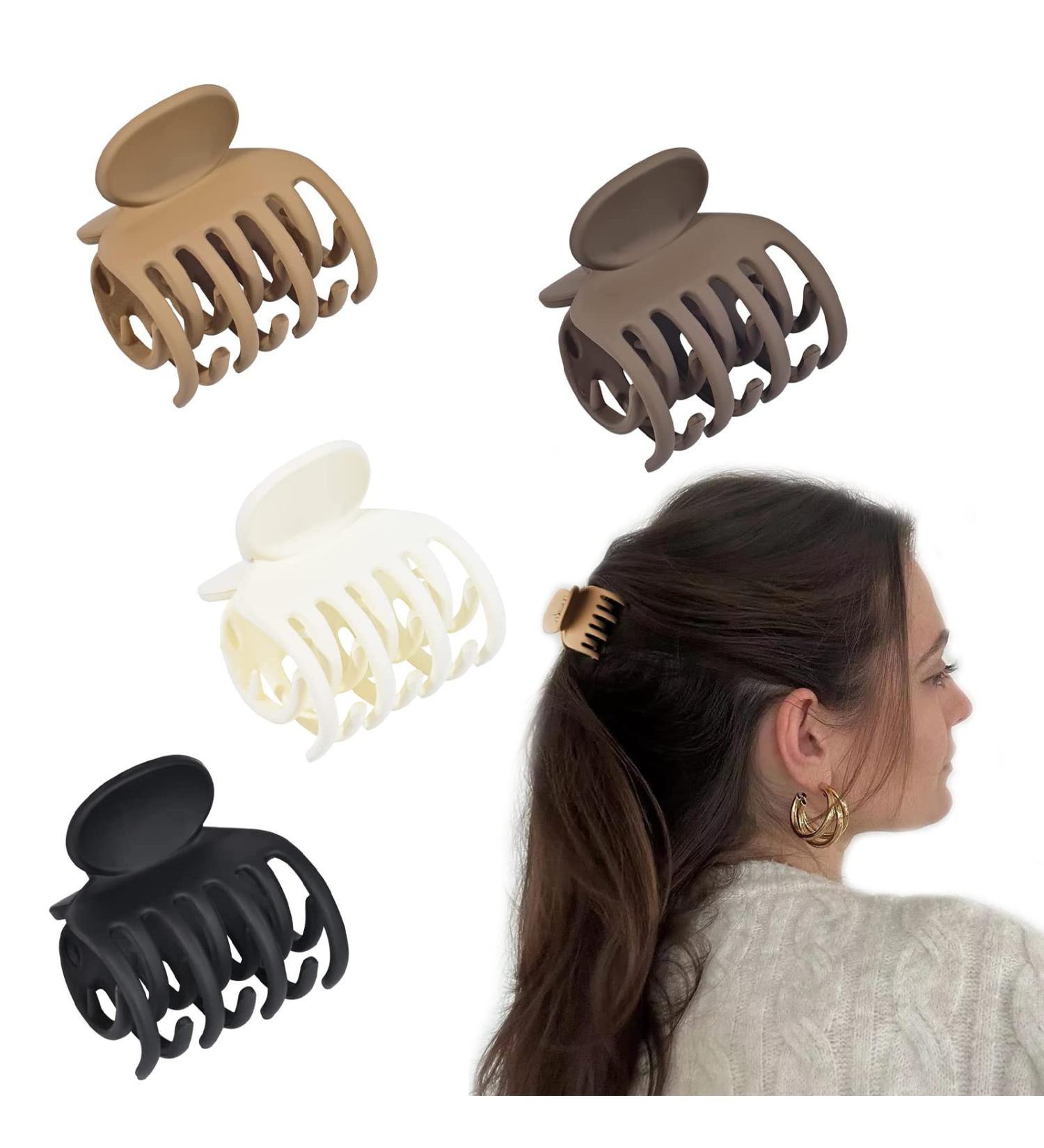 IOSPKKIO Hair Clips - 4 Pack Small Claw Clamps with Two-Row Teeth for Thin Hair | Non-Slip Matte Short-Haired Accessories for Women & Girls - Buy Online on GoSupps.com