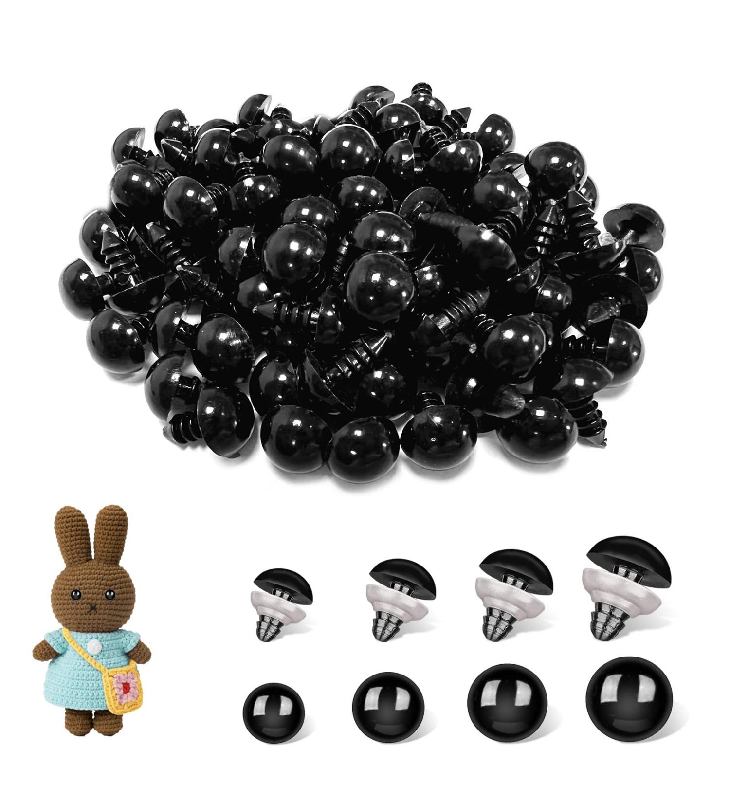 800 Pcs Safety Eyes Black Plastic Eyes with Washers for Stuffed Crochet Animal Crafts Doll Making Supplier Bulk (4 Sizes) - Buy Online on GoSupps.com