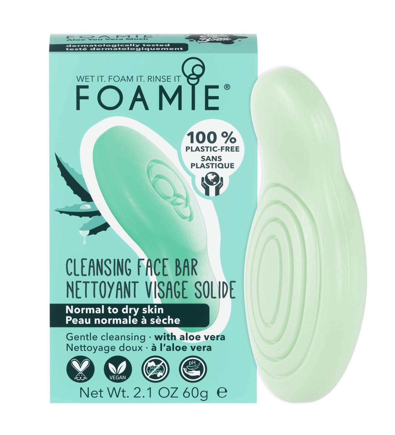 Foamie Nettoyant visage l'aloe vera savon solide hydratant visage pour peaux normales et s ches savon visage sans plastique et 100% vegan 60g - Buy Online on GoSupps.com