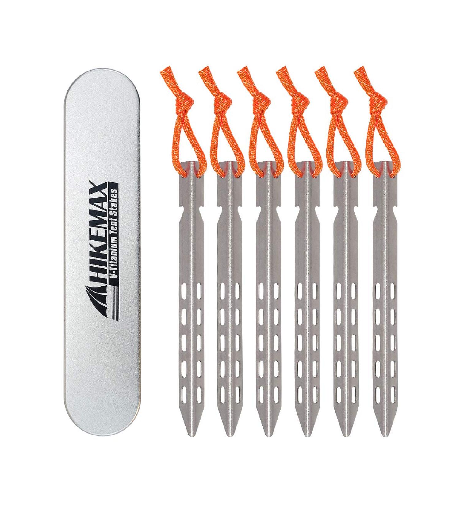 Hikemax Ultralight Titanium Tent Stakes 6 Pack - V-Shaped Tent Pegs for Camping - Buy Online on GoSupps.com