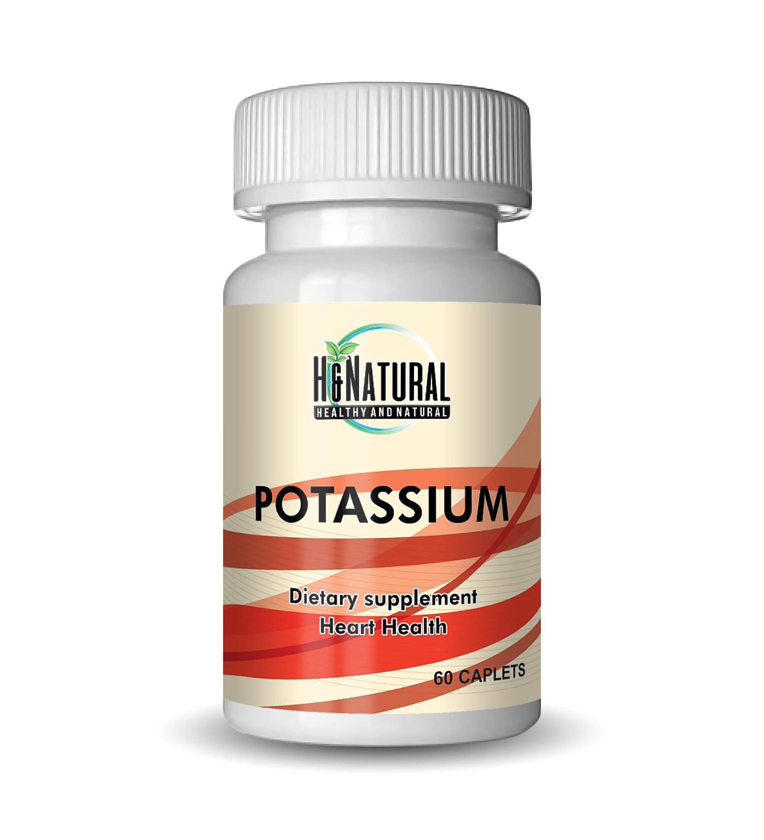 H&Natural Potassium Gluconate 99mg Supplement - 60 Caplets for Fluid Balance, Energy, and Muscles - Gluten-Free - Buy Online on GoSupps.com