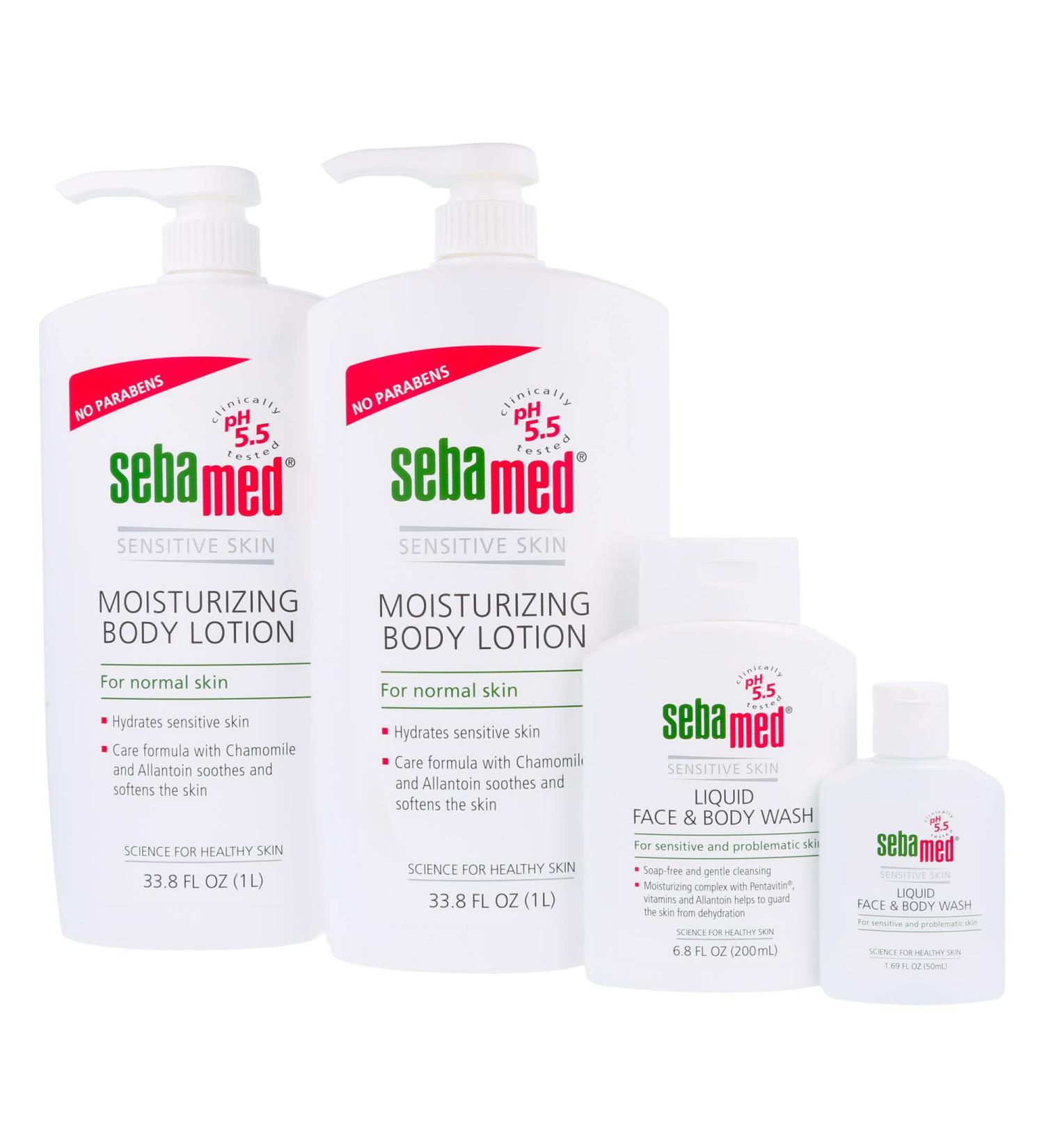 Buy Sebamed Moisturizing Body Lotion Face & Body Wash - Travel Wash | International Shipping Available - Buy Online on GoSupps.com