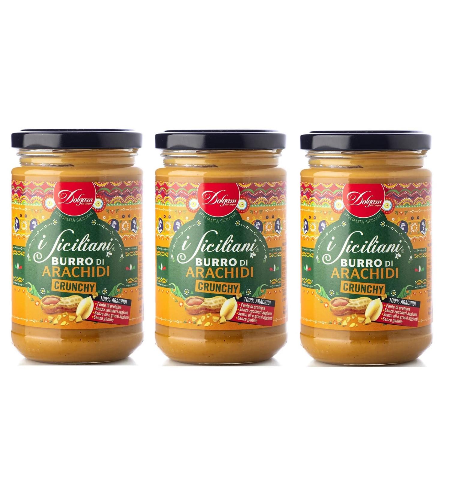 Dolgam I Siciliani Burro di Arachidi Crunchy Peanut Butter Crispy Sicilian Specialities 300 g Glass Jar Spreadable Crispy Peanut Butter Gluten Free - Buy Online on GoSupps.com