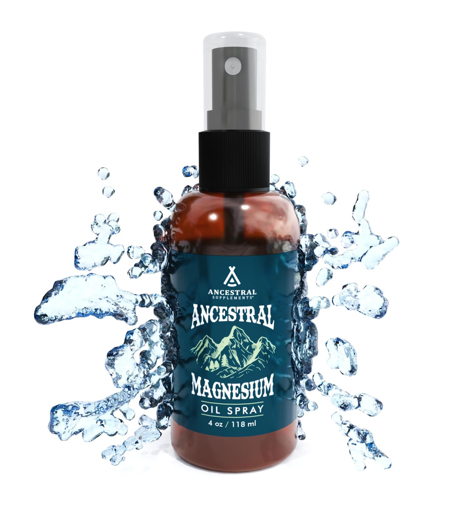 Ancestral Supplements Magnesium Spray Magnesium for Sleep + Muscle Support Made with Magnesium Chloride & Natural Minerals Fast Absorbing Topical Magnesium Oil Supplement for Body Application 4 oz - Buy Online on GoSupps.com