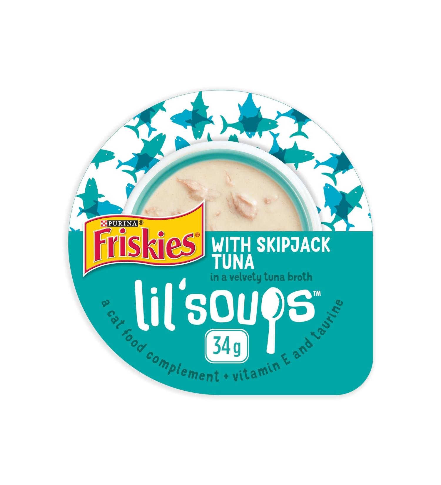 Friskies Lil' Soups Cat Food Complement Skipjack Tuna - 34 g Cup (8 Pack) Skipjack Tuna in Broth - Buy Online on GoSupps.com