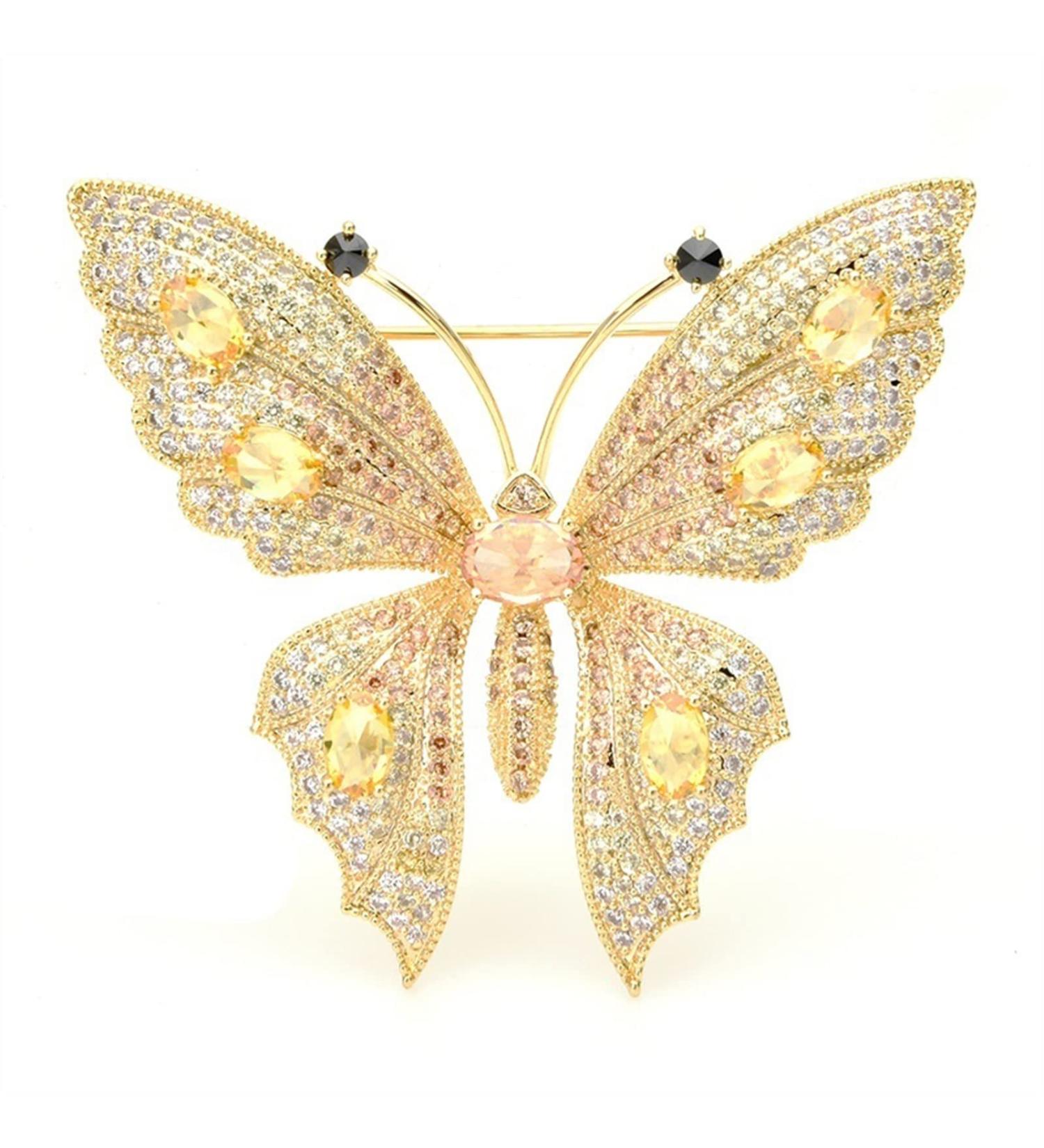Pin Jewelry Gifts for Women Ladies Fashion Accessories Ladies Elegant Cubic Zircon Butterfly Brooch Insect Shape Party Banquet Brooch Brooches & Pins - Buy Online on GoSupps.com
