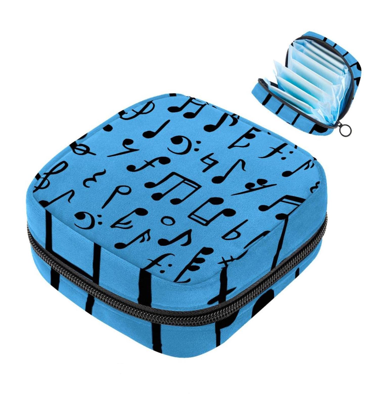 Buy Women's Music Notes Blue Binding-Up Bags | Stylish Tampon Storage with Zip Pockets - Perfect for Menstrual Needs - Buy Online on GoSupps.com