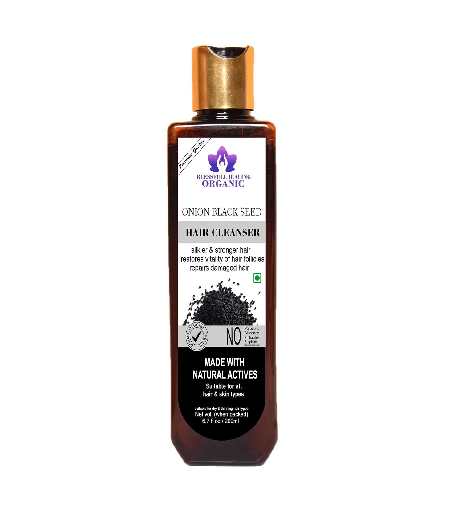 Blessfull Healing Organic Onion Black Seed Hair Cleanser | Shampoo 200 ML (Packing May Vary) 200 ml (Pack of 1) - Buy Online on GoSupps.com