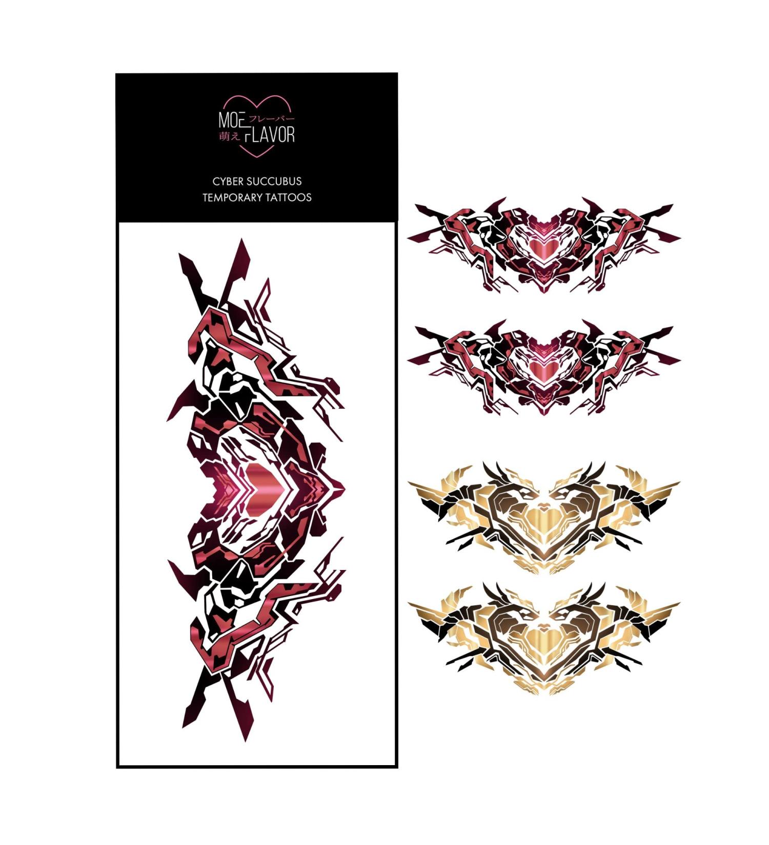 Kawaii Cyber Succubus Temporary Tattoo for Women's Anime Cosplay | Sexy Womb Fake Tattoo (Metal) - Buy Online on GoSupps.com