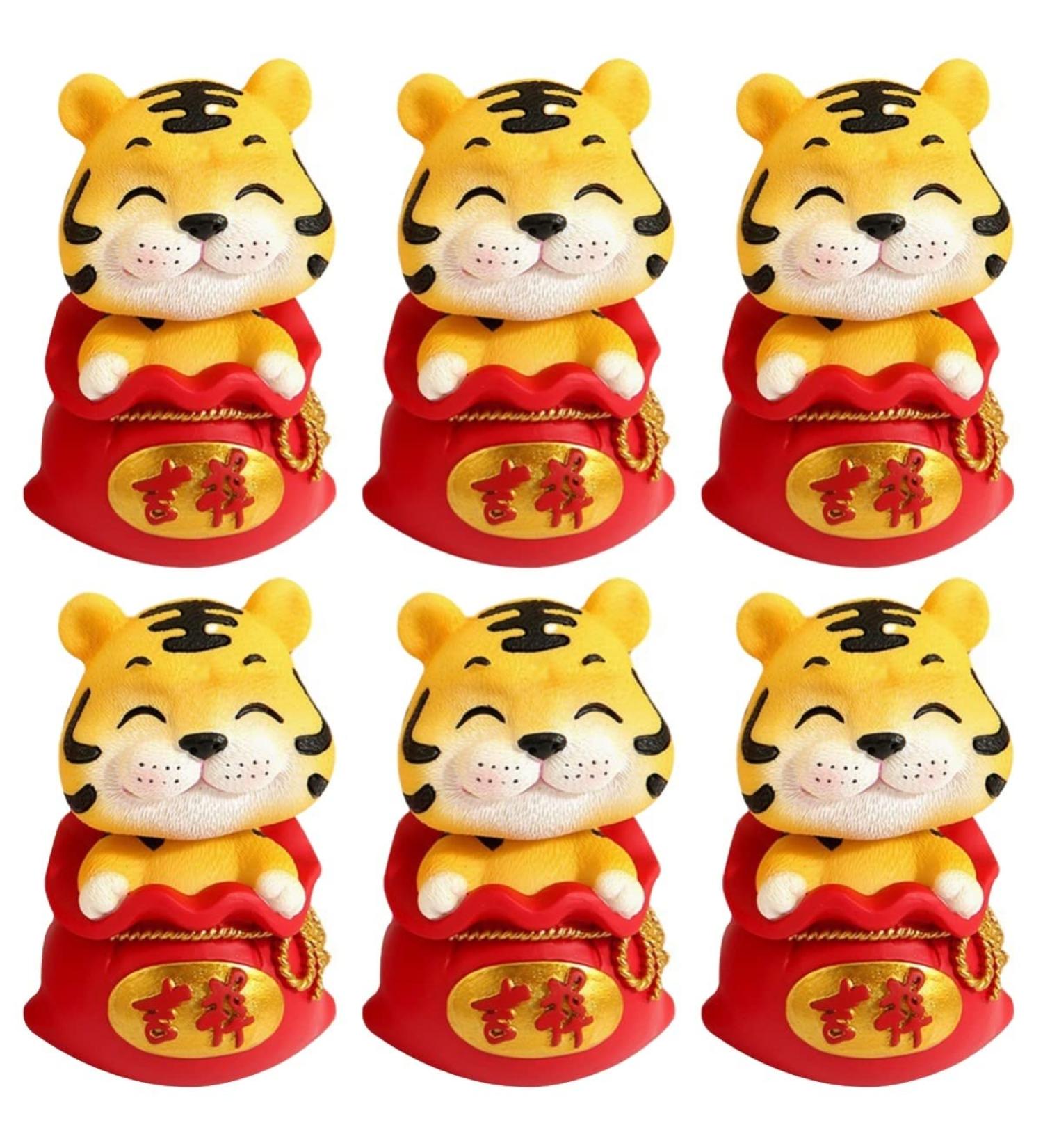 Artibetter 6 Pcs Year of The Tiger Bobble Head Ornament Children Toys Kids Playset Tiger Ornament Resin Decoration Digital Dash Desk Trinkets Car Dashboard Decorations Cute Animal Statue Wild Red 1x6pcs 6X6X9.5CMx6pcs - Buy Online on GoSupps.com