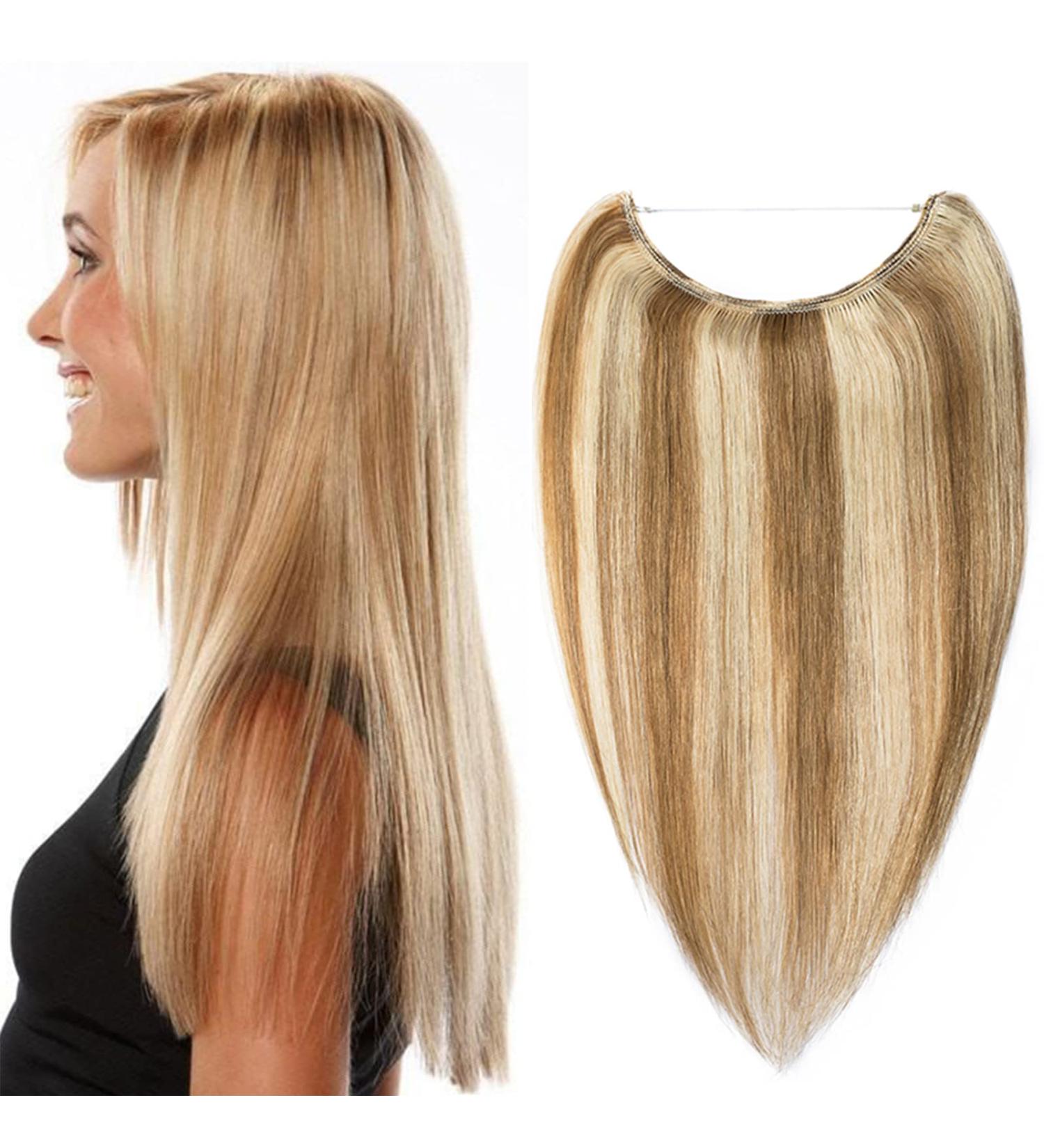 Buy 1 Tresse Remy Real Hair Extensions - Hair Part Extensions with Wire - Smooth White Brown/Light Blond #12P613 - 18 (45cm) - 65g - International Shipping Available - Buy Online on GoSupps.com