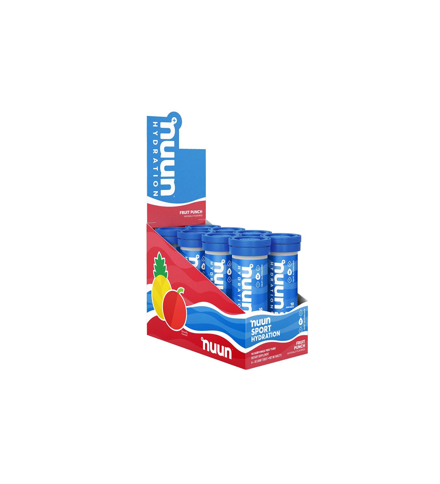 NUUN Sport - Electrolyte Drink Tablets - Fruit Punch Box - 80 Tablets (Pack of 8 Tubes) - Buy Online on GoSupps.com