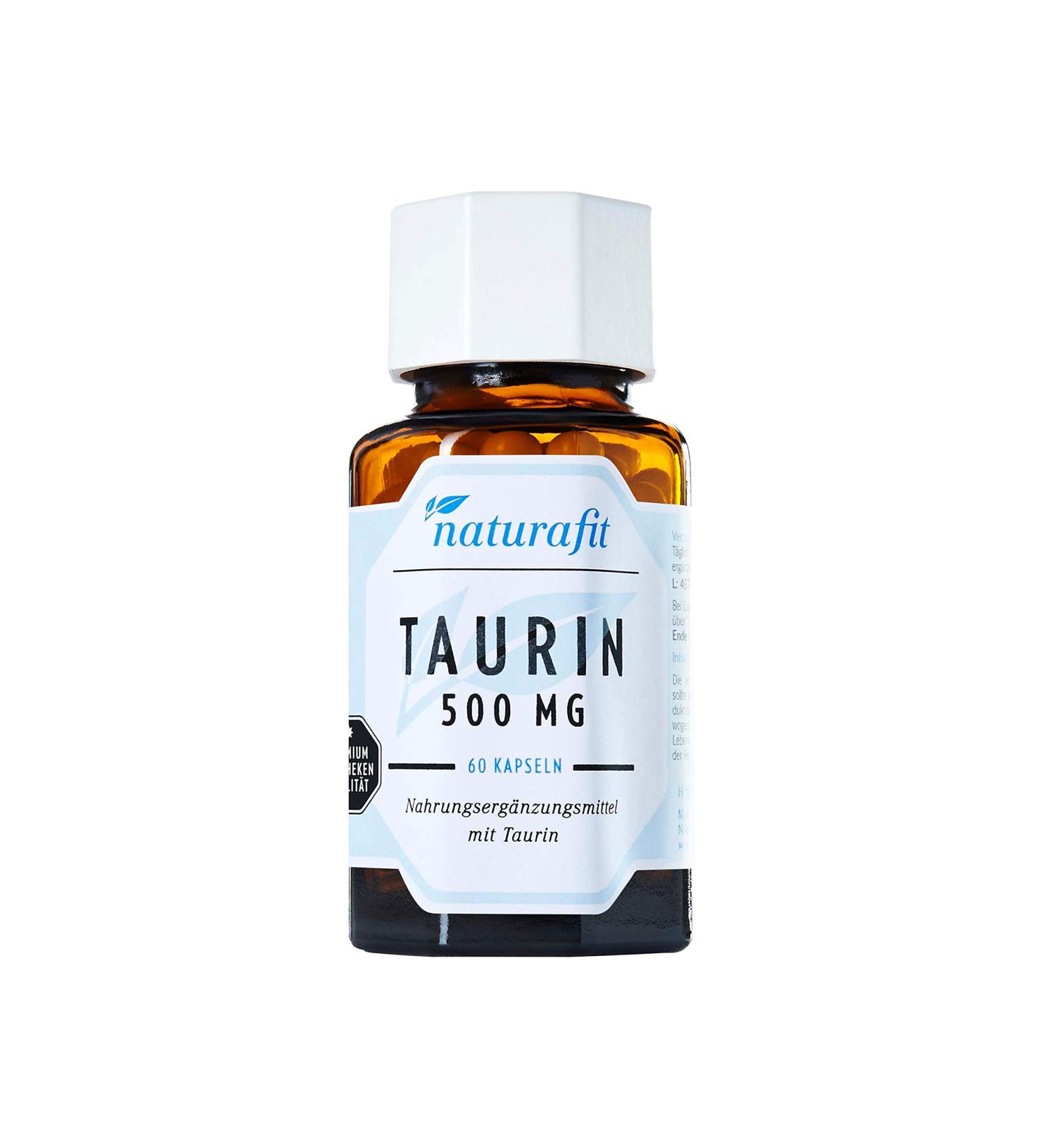Naturafit Taurine 500 mg Capsules - 60 Count | Premium Energy & Focus Supplement | International Shipping Available - Buy Online on GoSupps.com