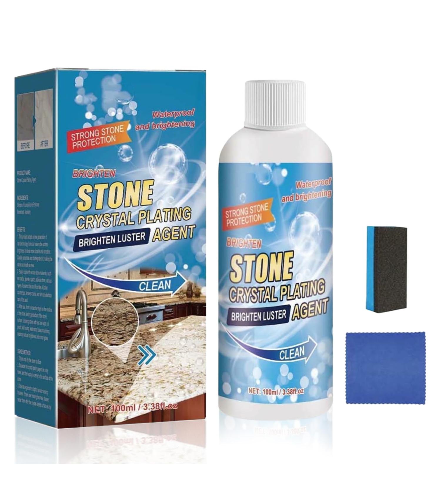 Stone Stain Remover Cleaner Stone Crystal Plating Agent and Granite Oil Stain Cleaner for Household Use All-Purpose Stone Cleaner and Polish for Marble Granite Quartz and More (1 Set) - Buy Online on GoSupps.com