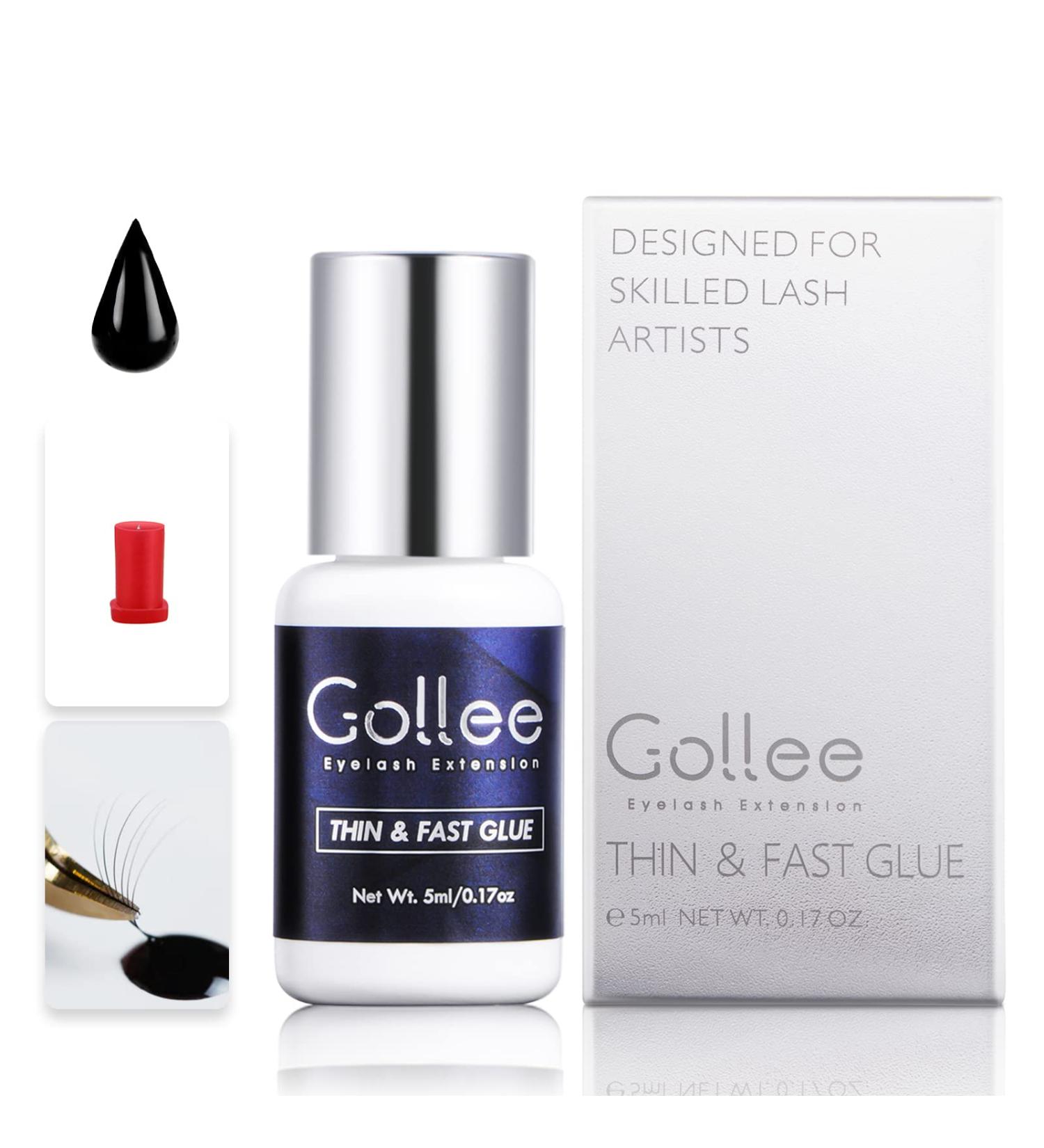 Golle Eyelash Adhesive - Waterproof Eyelash Glue for Extensions | No Tears Formula | Fast-Drying (0.17 fl. oz) | Max Bond 6-7 Weeks - Professional Use Only - Buy Online on GoSupps.com
