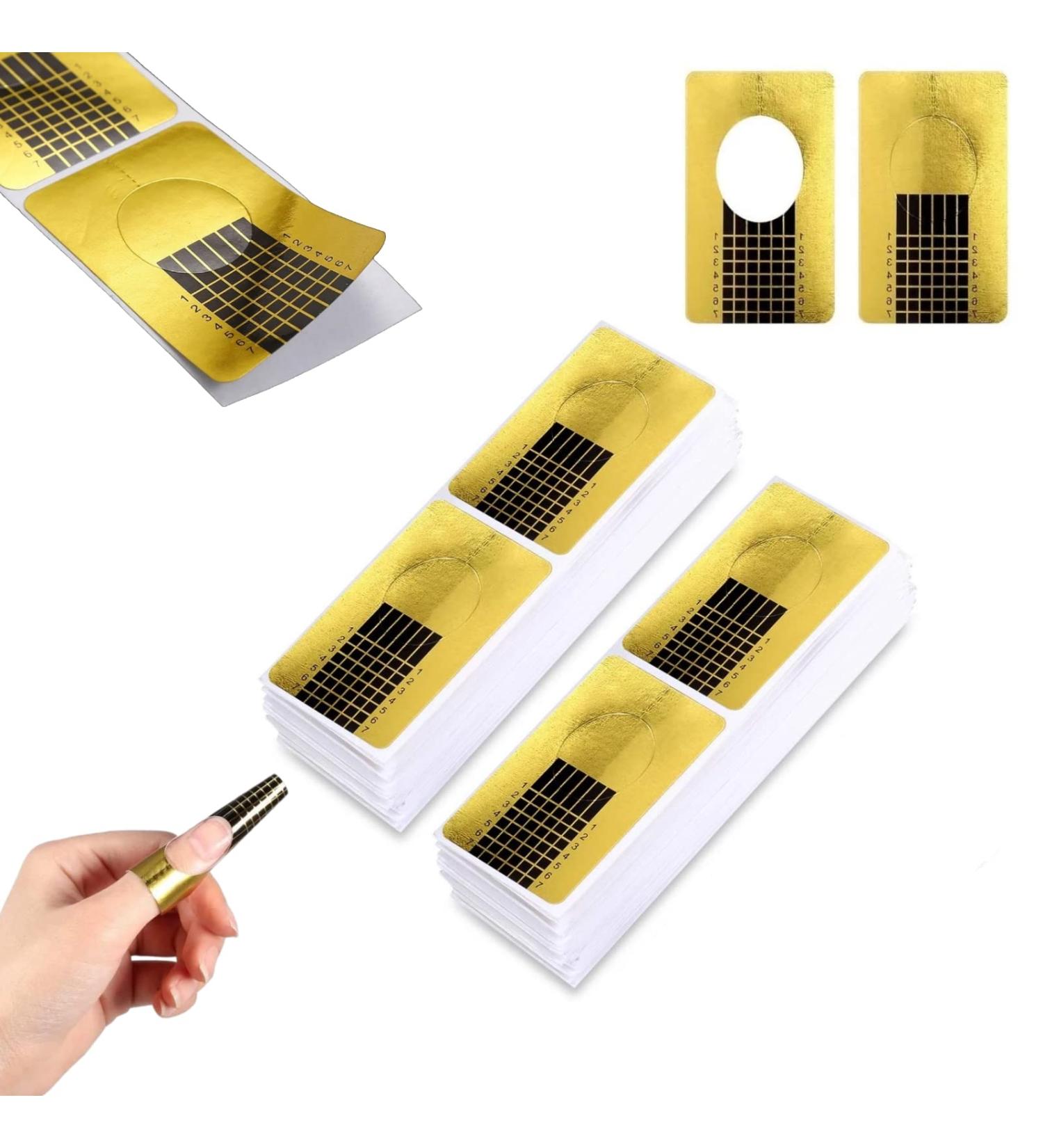 Pack of 100 Self-Adhesive Nail Stencils for Gel Extensions - Golden Modeling Stencil Set for Perfect Nail Art - Buy Online on GoSupps.com