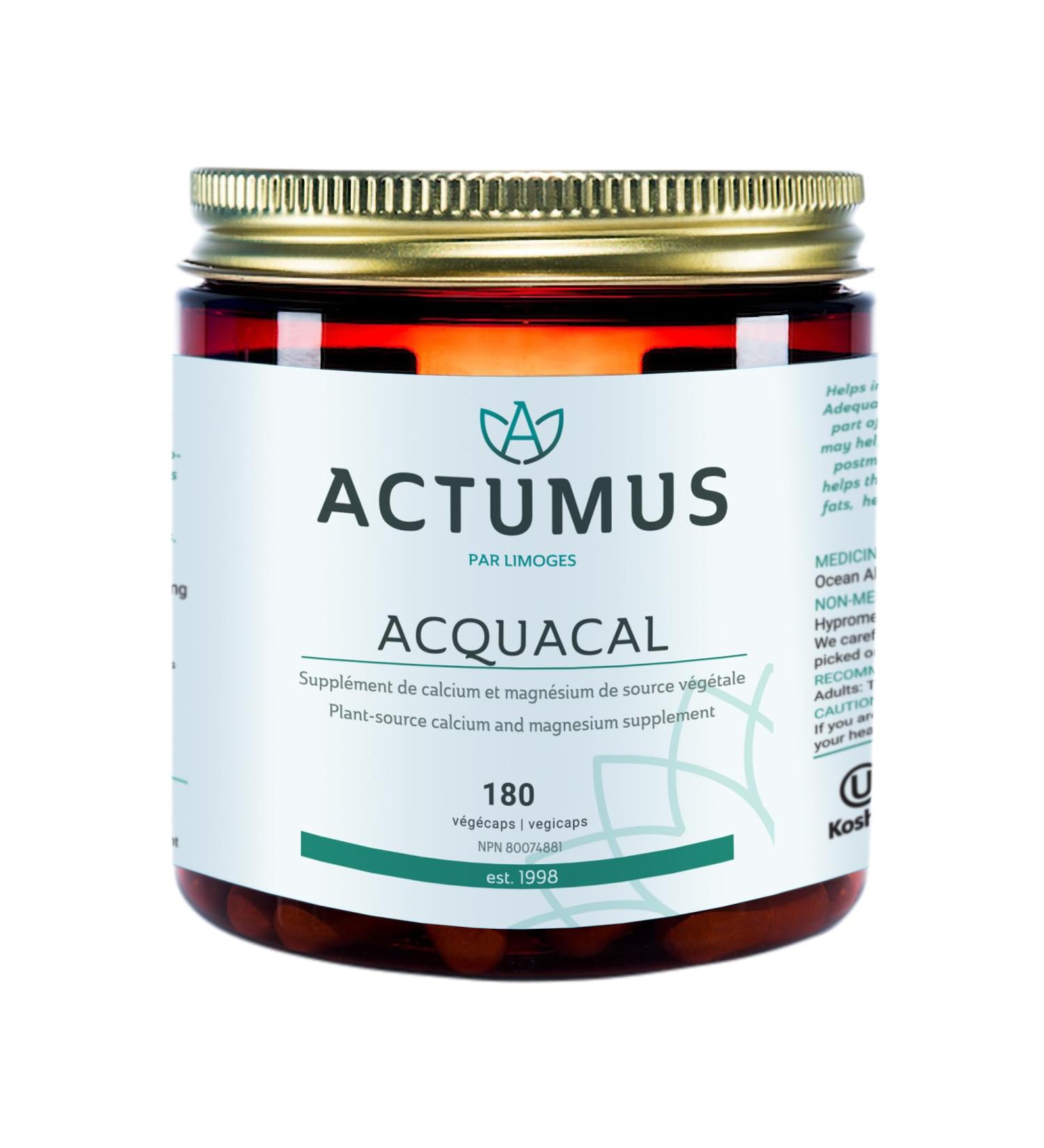 ACTUMUS ACQUACAL - Vegetarian and natural plant-based calcium bones and body general health. 180 vegicaps (1 Pack) ACQUA CAL (1 Pack) - Buy Online on GoSupps.com