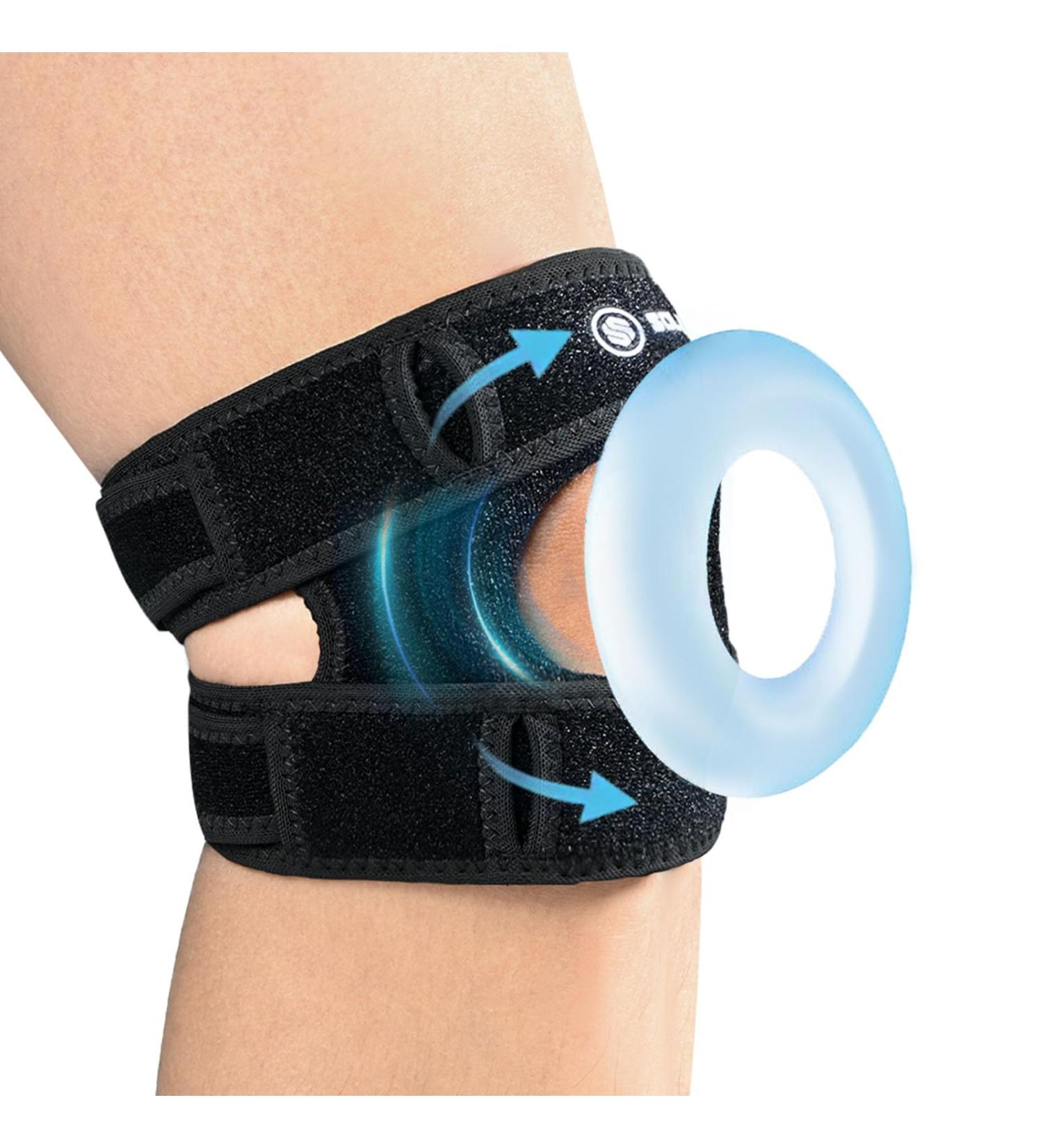 Patella Knee Brace - Adjustable Support Strap with Gel Pad for Pain Relief | Ideal for Meniscus Tear Arthritis & Tendonitis - One Size Black - Buy Online on GoSupps.com