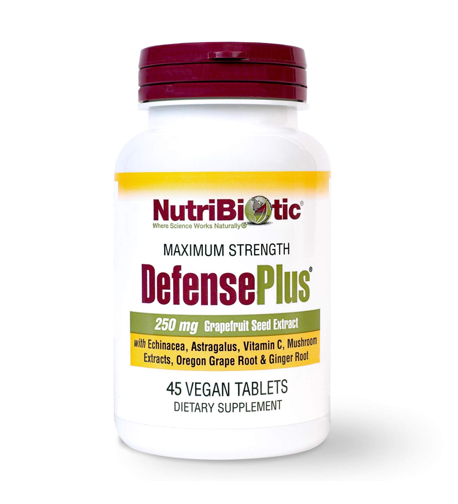 NutriBiotic DefensePlus Maximum Strength 45 Vegan Tablets - Immune Support & Antioxidants - Buy Online on GoSupps.com