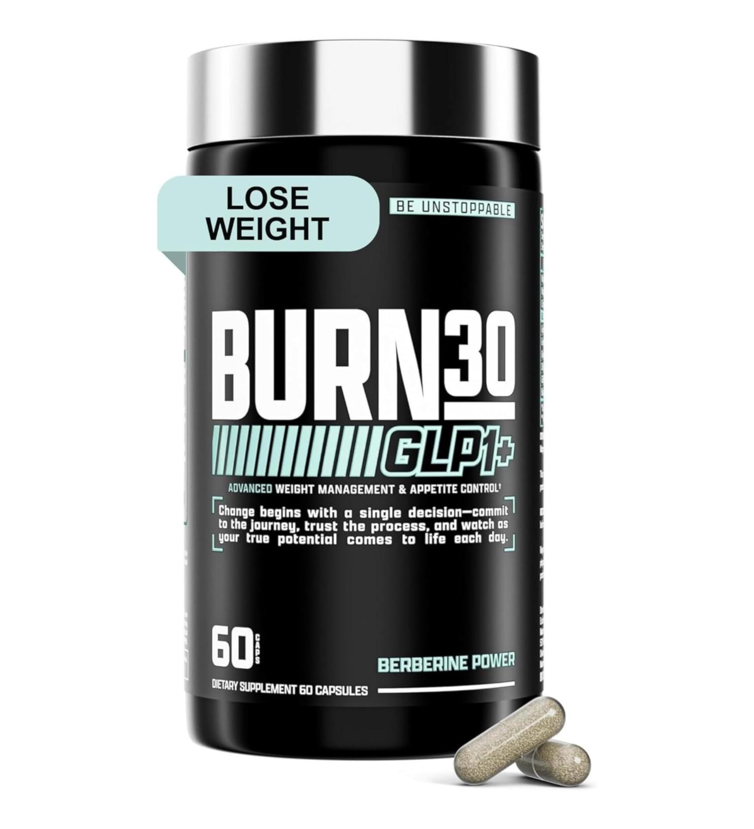 BURN30 GLP-1 Supplement - Super Berberine Weight Management Support GLP1 Naturally | Advanced Appetite Control & Metabolism Support with Clinically Studied Ingredients  | Stimulant Free - Buy Online on GoSupps.com