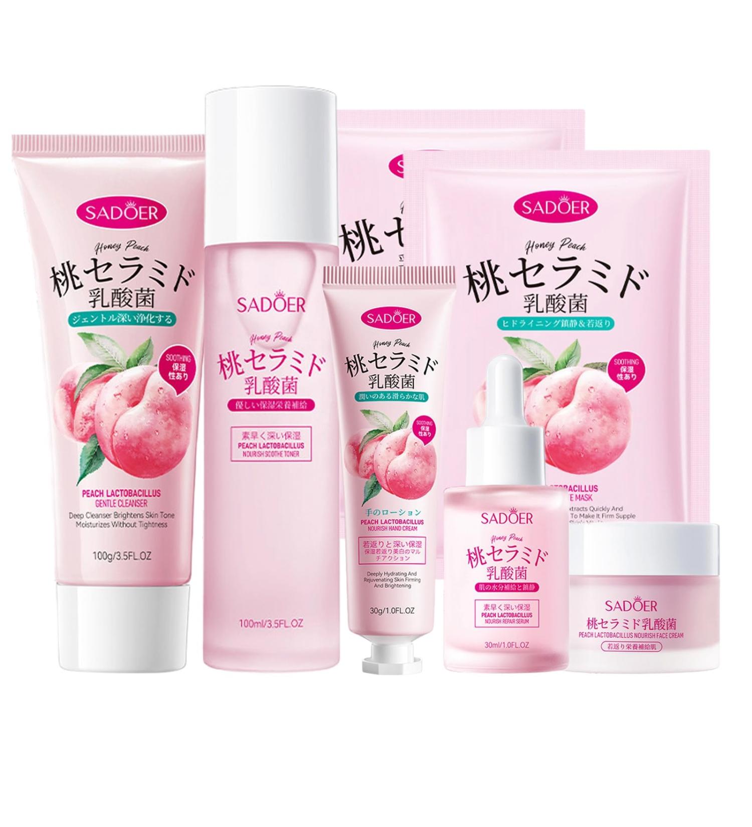 Shop Peach Skincare Sets for Teen Girls | Complete 7-in-1 Facial Care Routine with Moisturizer Cleanser Face Mask & More - Ideal for Women - Buy Online on GoSupps.com