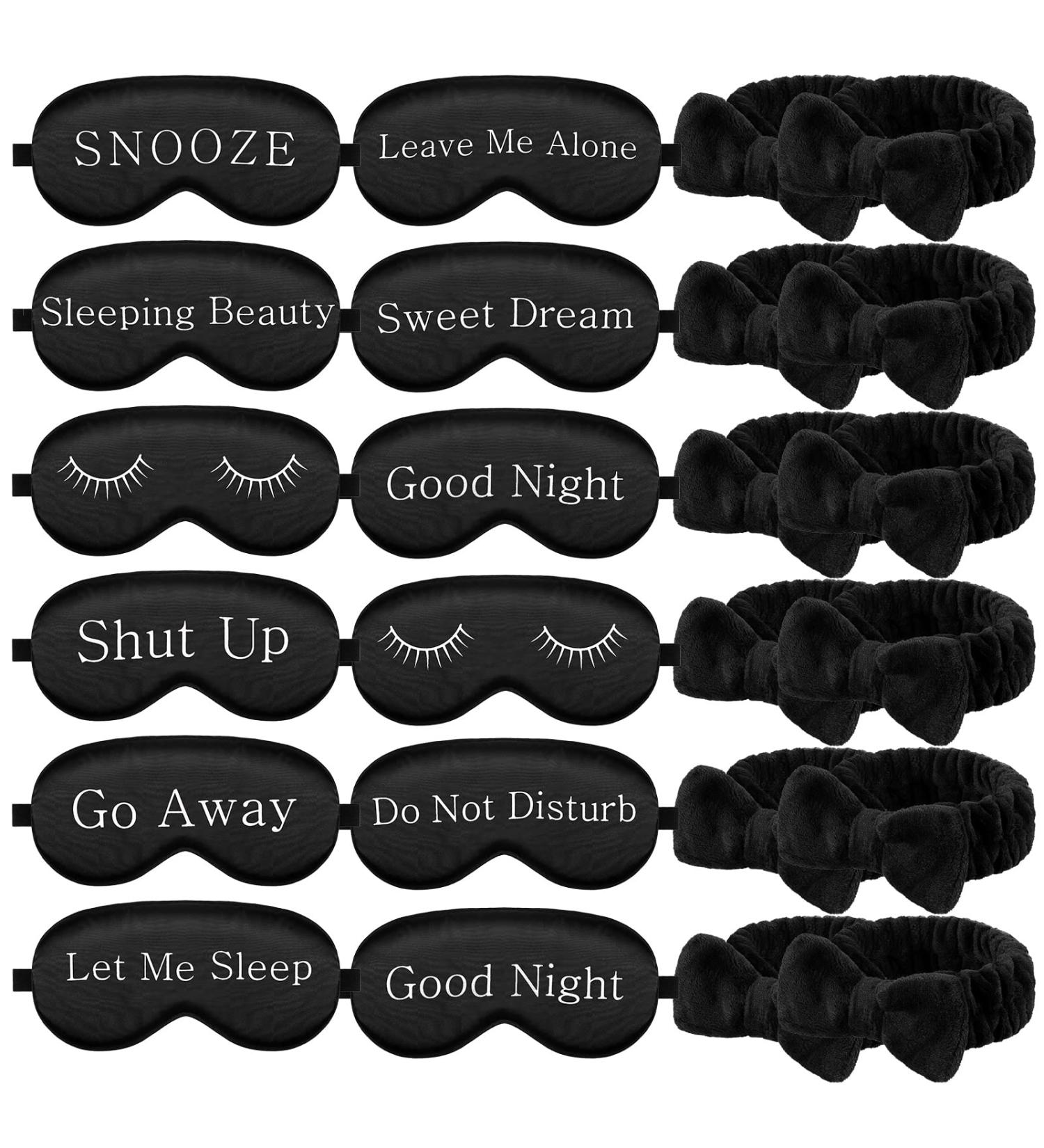 24 Pcs Sleepover Party Favors: 12 Black Spa Headbands & 12 Silk Eye Masks - Perfect for Girls' Pajama Party - Buy Online on GoSupps.com