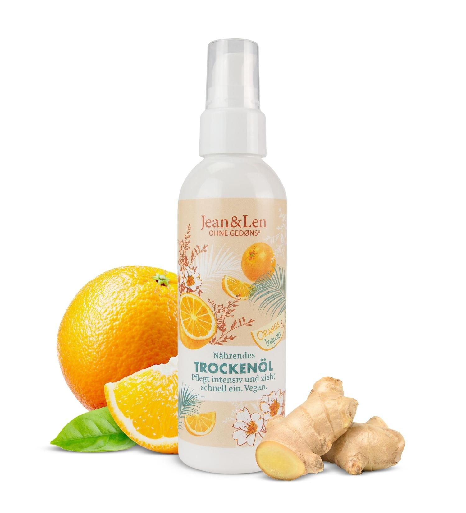 Buy Jean & Len Dry Oil Orange & Ginger - 100ml Vegan Body Oil | 99% Natural | Refreshing Fragrance Paraben & Silicone Free - Buy Online on GoSupps.com