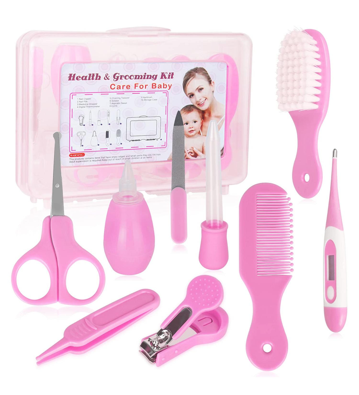 FantasyDay 9pcs Nursery Healthcare & Grooming Kit - Pink Baby Gift for New Mom - Buy Online on GoSupps.com