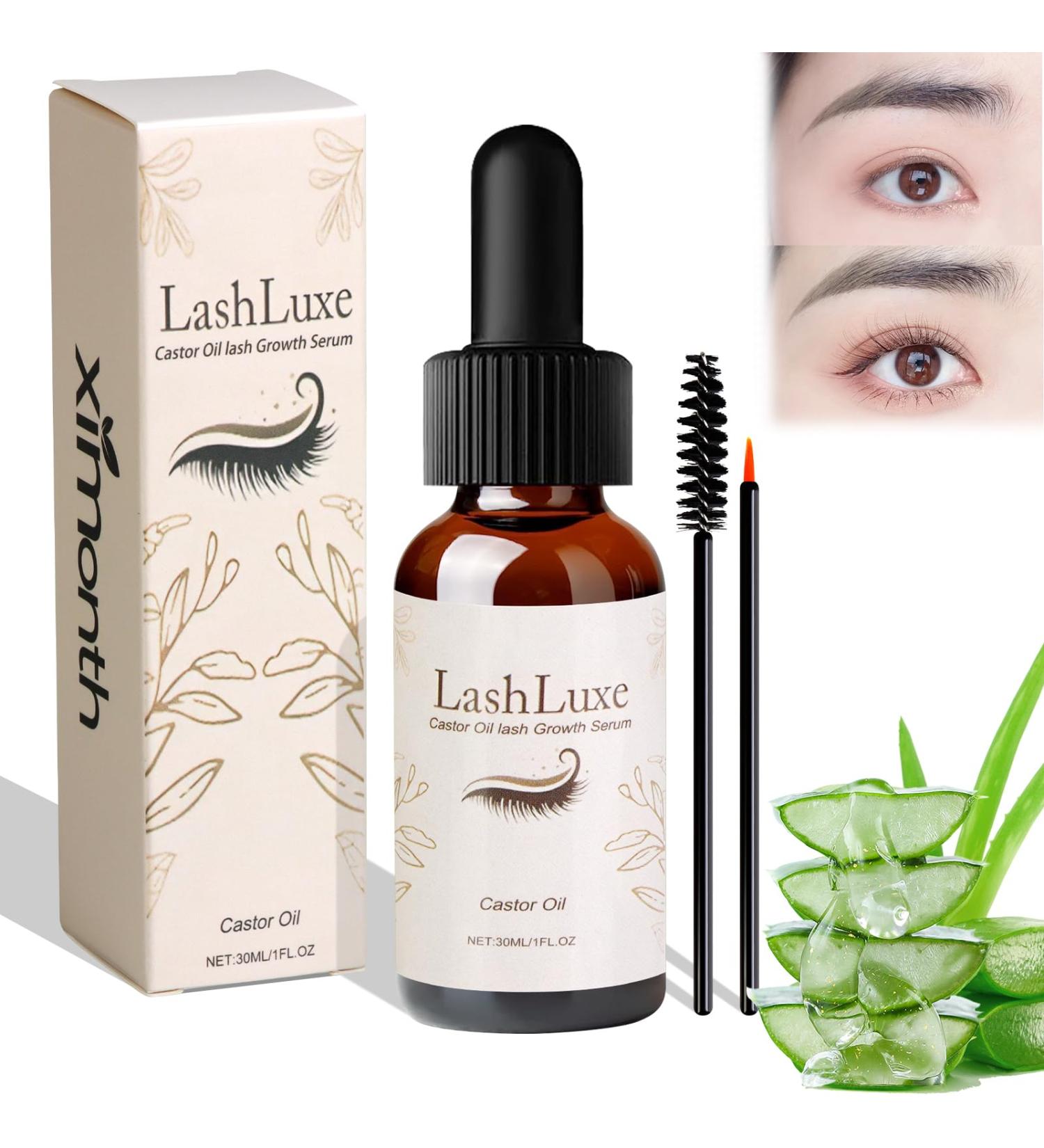 Lashluxe Castor Oil Vegan Growth Serum - Best Eyelash Growth Serum for Longer Voluminous Lashes - Shop Internationally - Buy Online on GoSupps.com