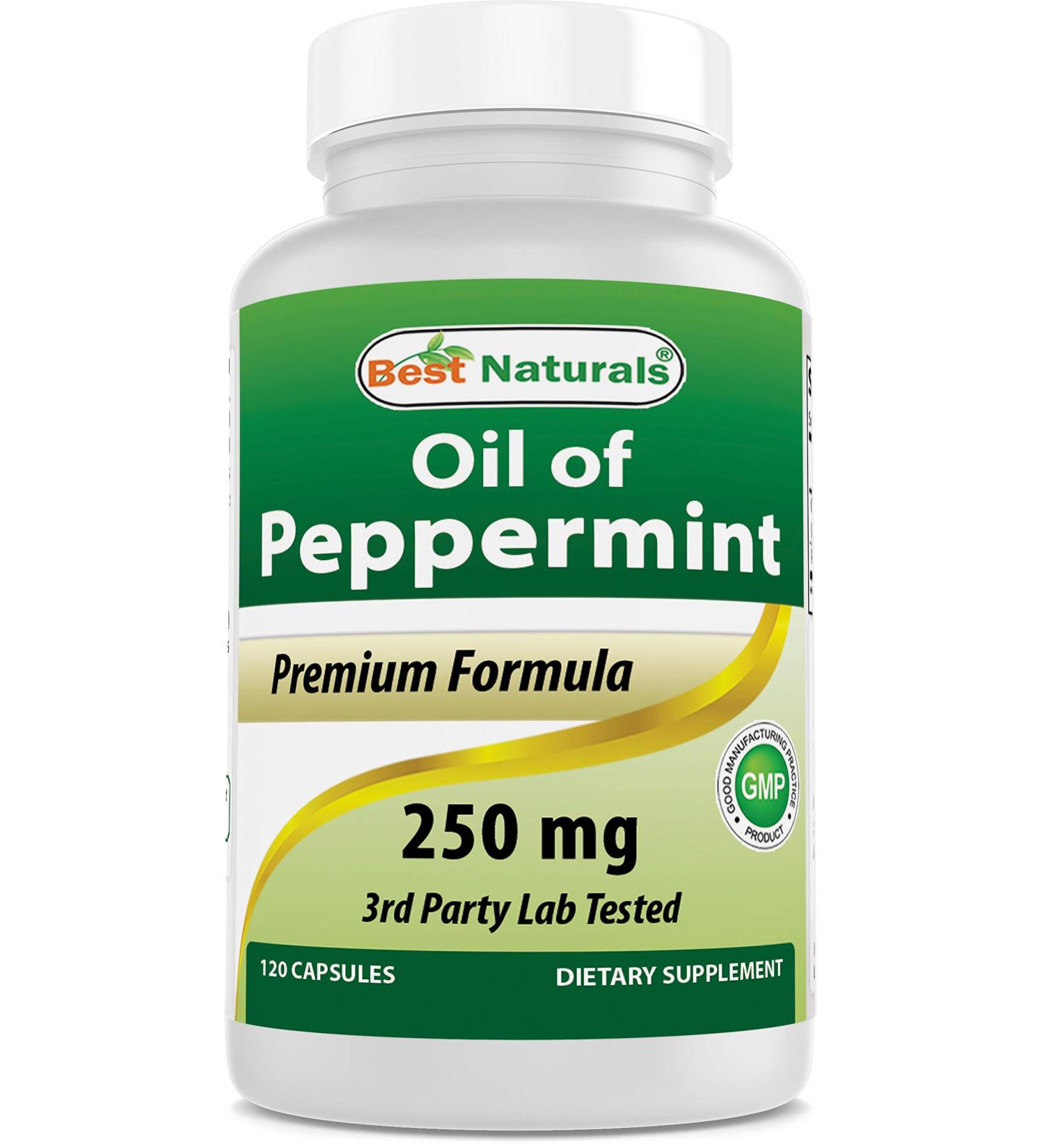 Best Naturals Peppermint Oil 250mg Capsules - 120 Count - Bowel Soothing Dietary Supplement - Buy Online on GoSupps.com