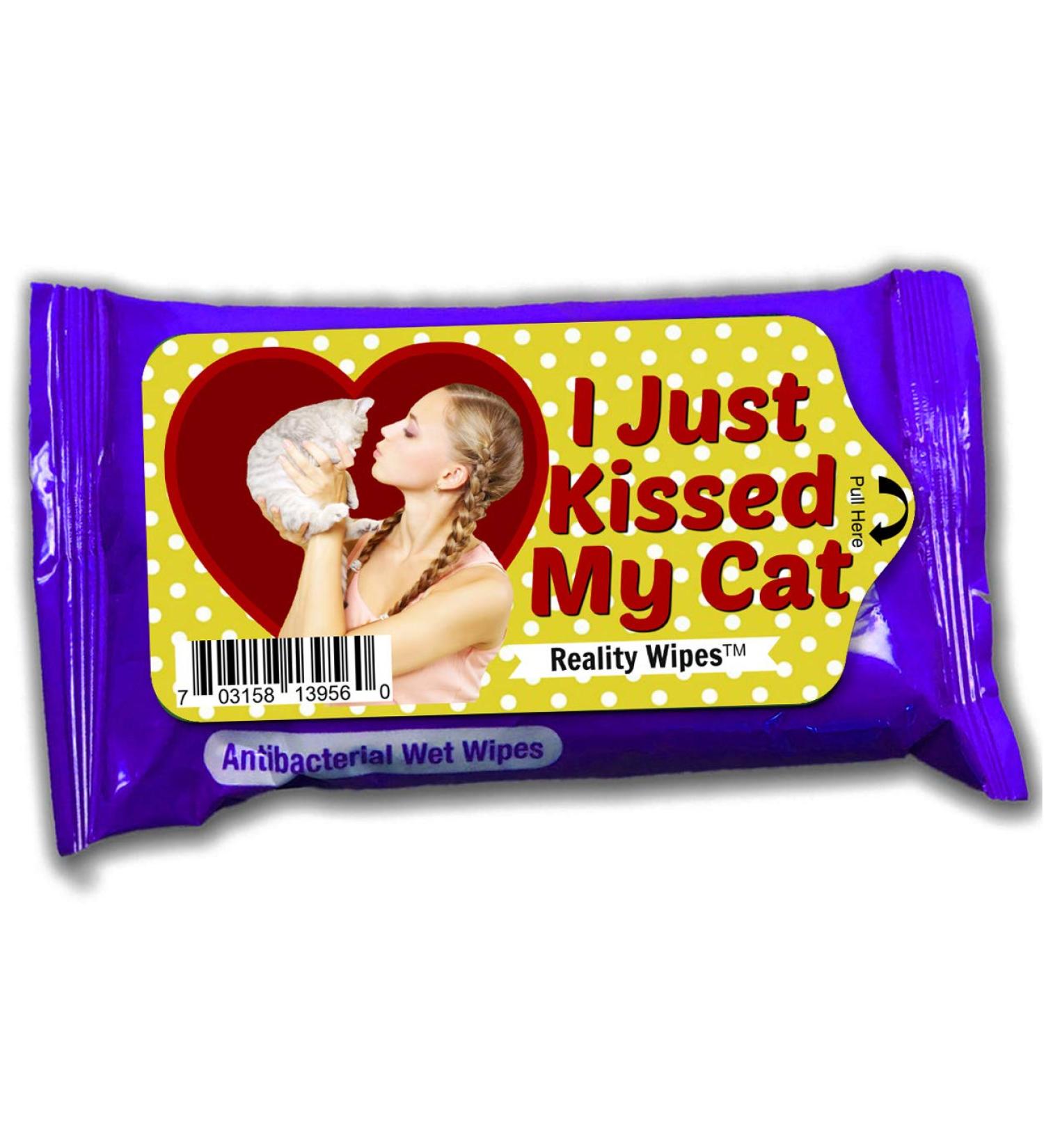 I Just Kissed My Cat Wipes - Funny Moist Towelettes for Cat Lovers - Travel Size - Buy Online on GoSupps.com