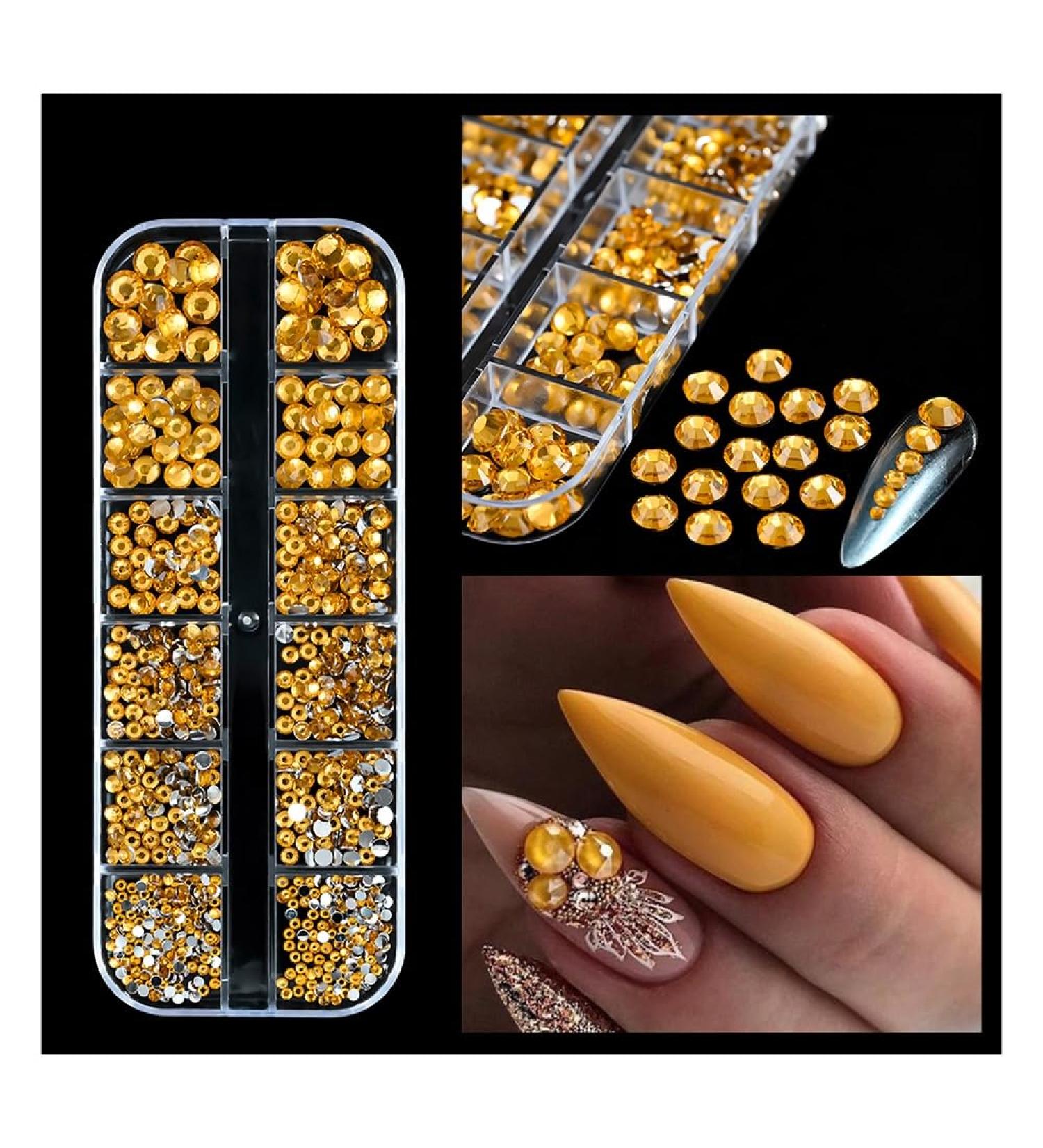 12 Grids Nail Charms Rhinestone Mixed Size Flatback Strass Diamond for Manicure DIY Craft Accessories Nail Decorations (Color : K) - Buy Online on GoSupps.com