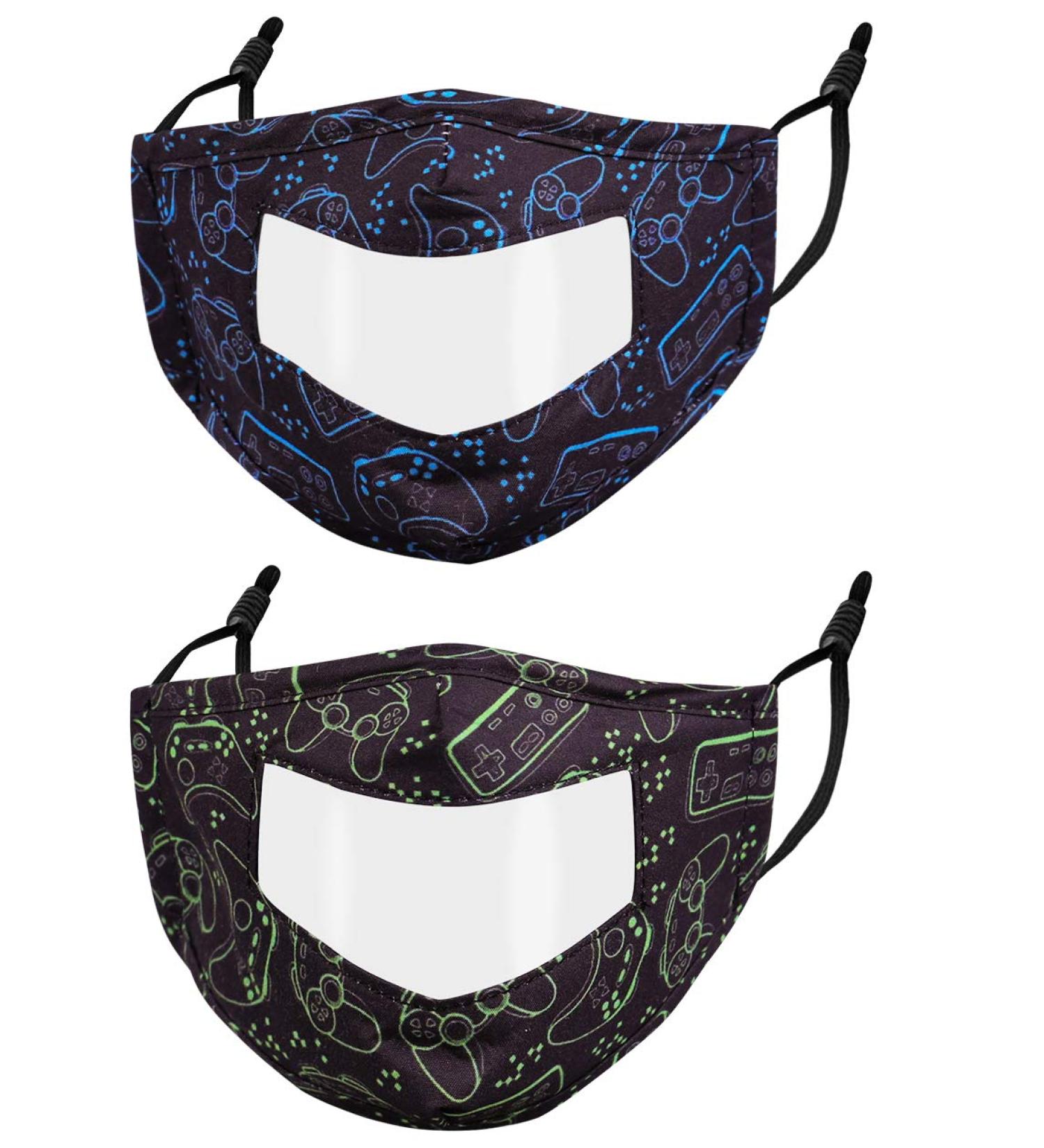 Set of 2 Reusable Adjustable 3-Layer Clear Black Game Face Masks - Gyothrig - Buy Online on GoSupps.com