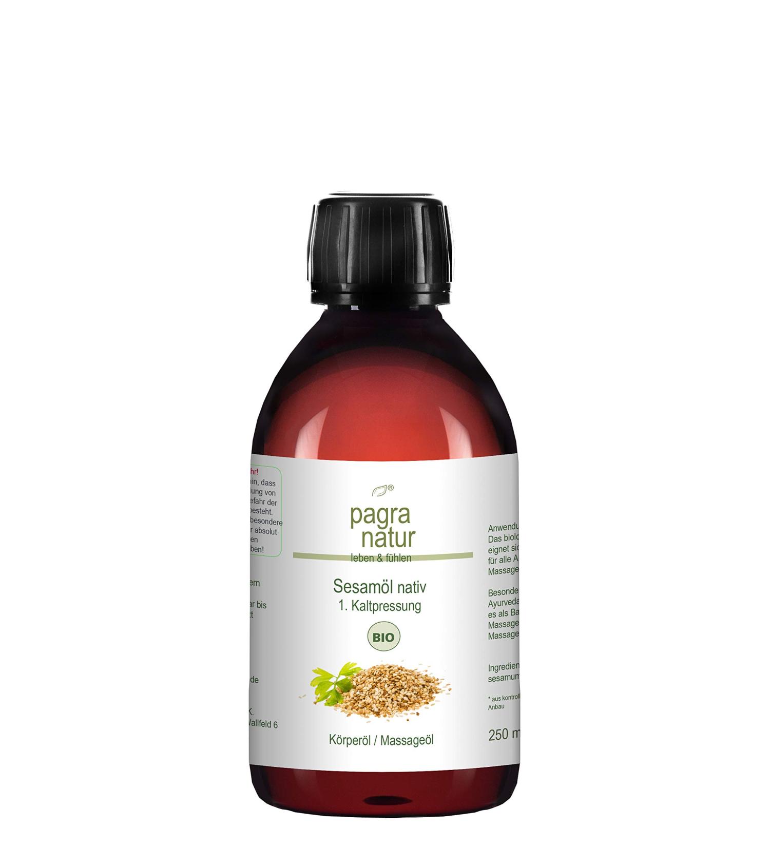 Pagra Natur Organic Virgin Sesame Massage Oil - 250ml | 1st Cold Pressed | Best for Skin & Relaxation - Buy Online on GoSupps.com